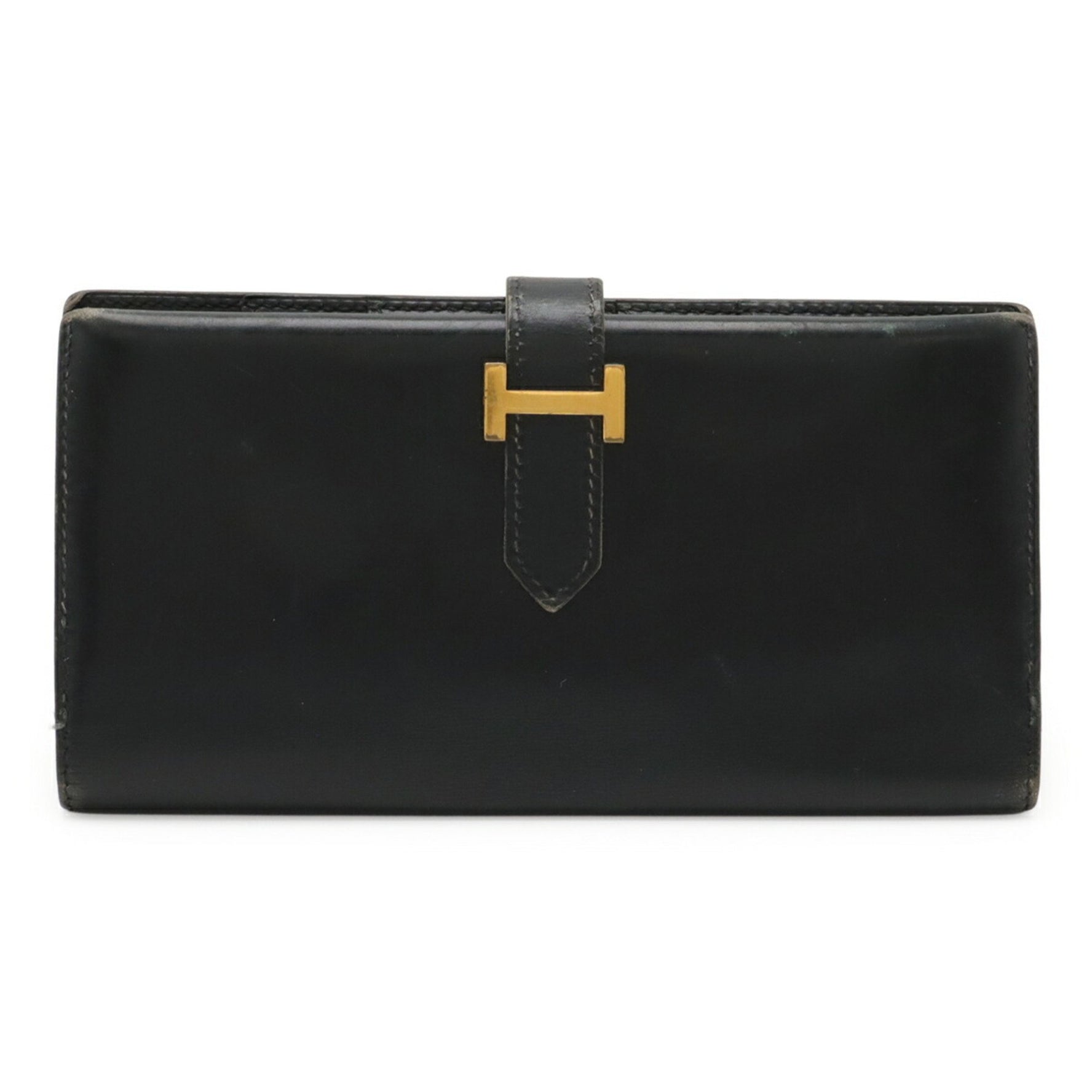 HERMES Bearn Classic Bi-fold Long Wallet in Box Calf Leather, with V Stamp