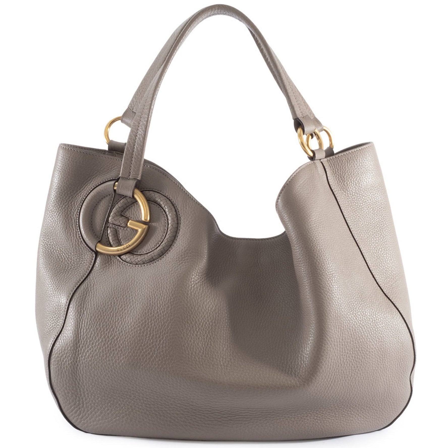 Gucci Interlocking G Shoulder Bag Leather Tote Handbag