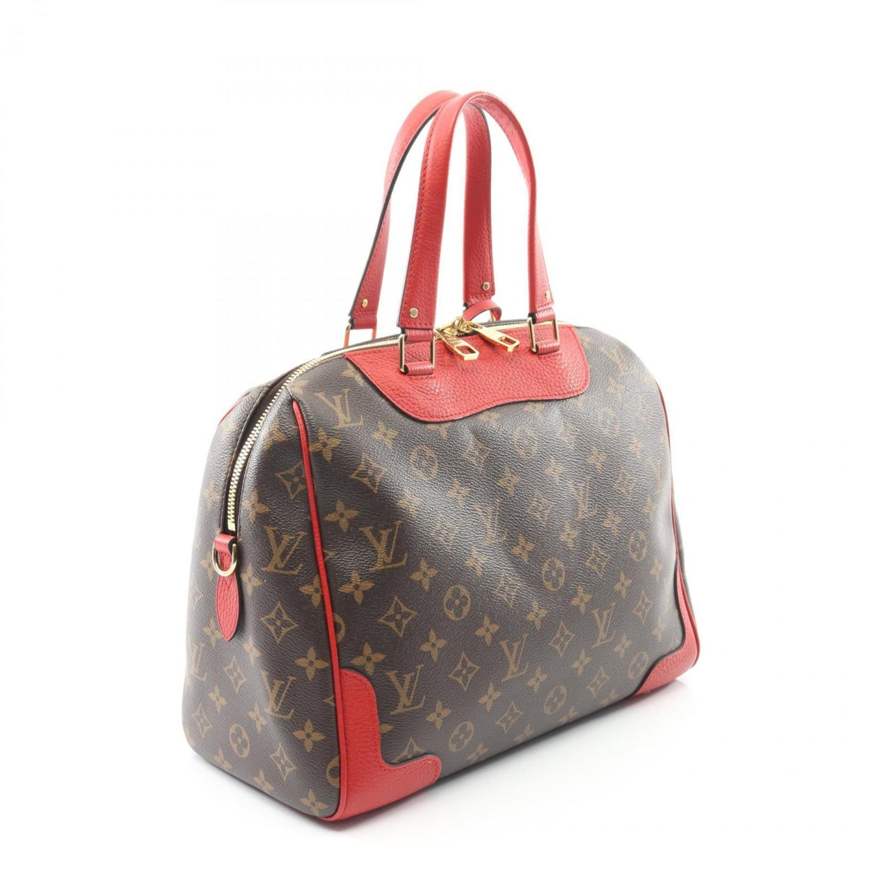 Louis Vuitton Retiro PM Monogram Cerise Handbag, Coated Canvas and Leather, Brown Red