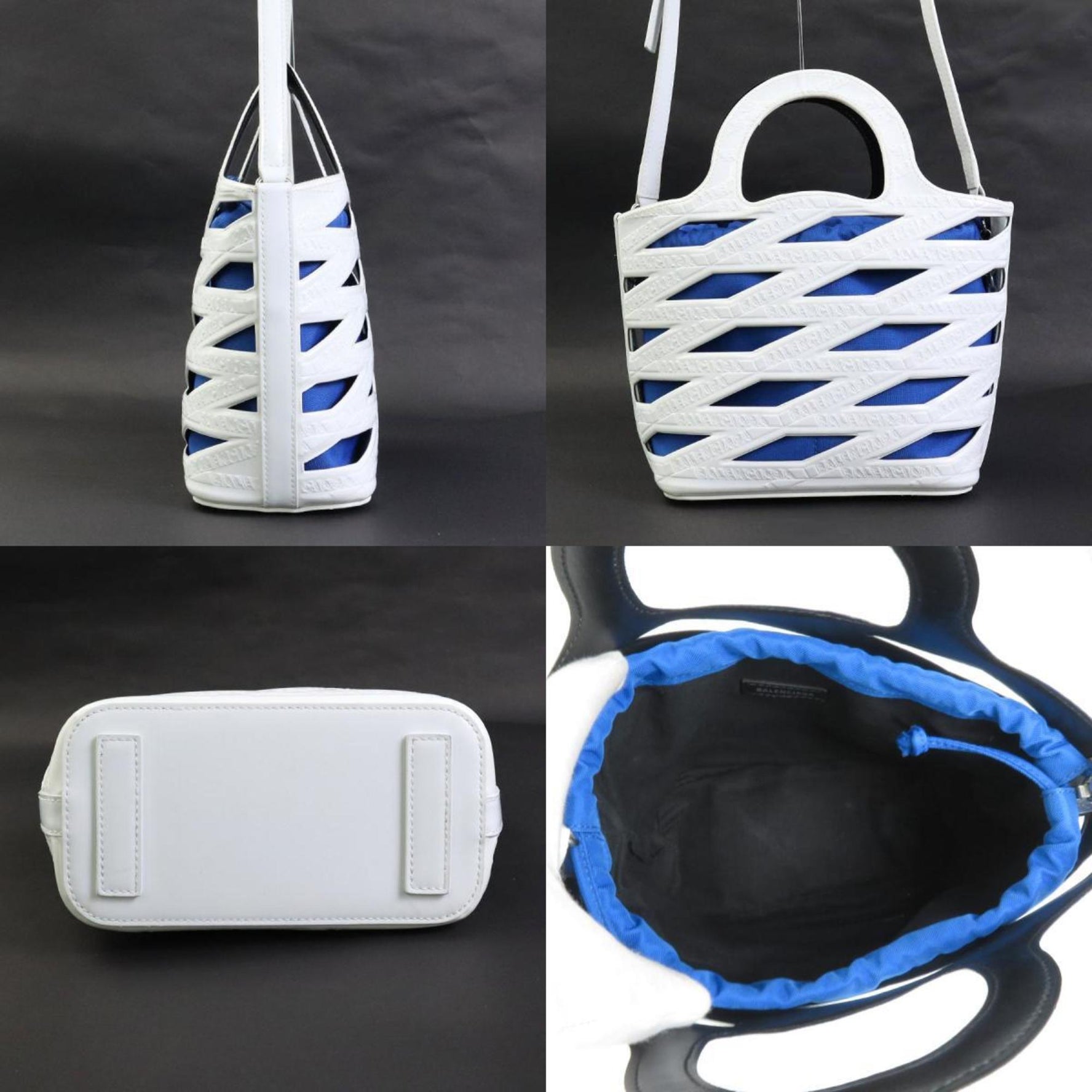 Balenciaga BALENCIAGA handbag diagonal shoulder bag patent leather white ladies