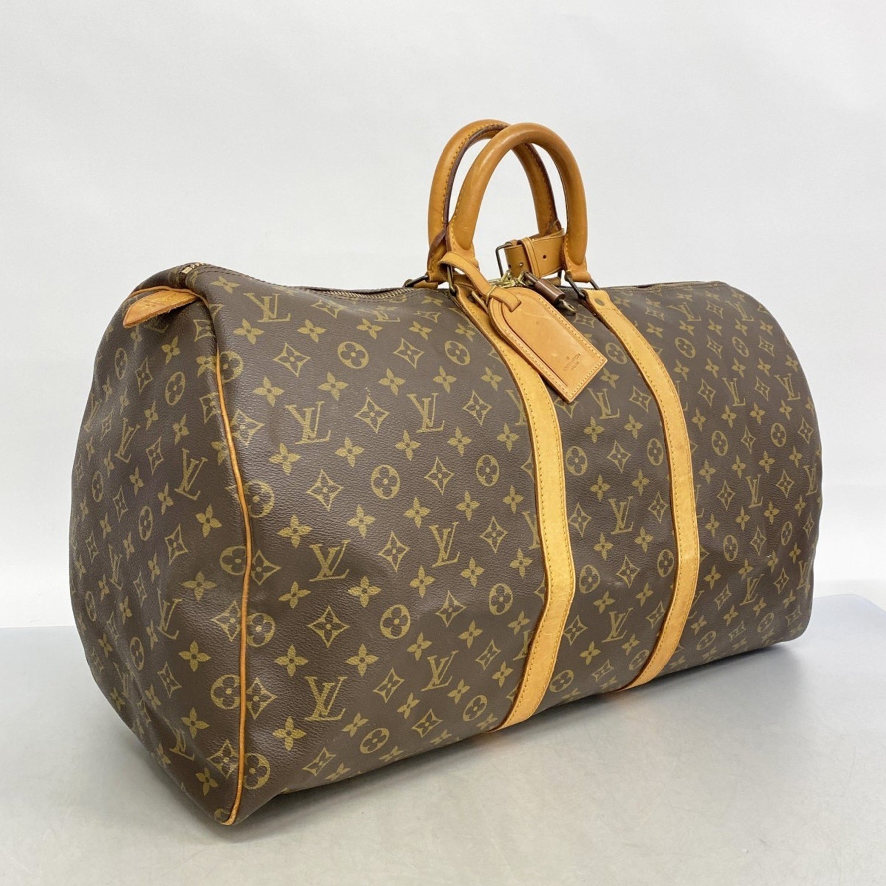 Louis Vuitton Monogram Keepall 55 Boston Bag M41424 Brown Men's and Women's
