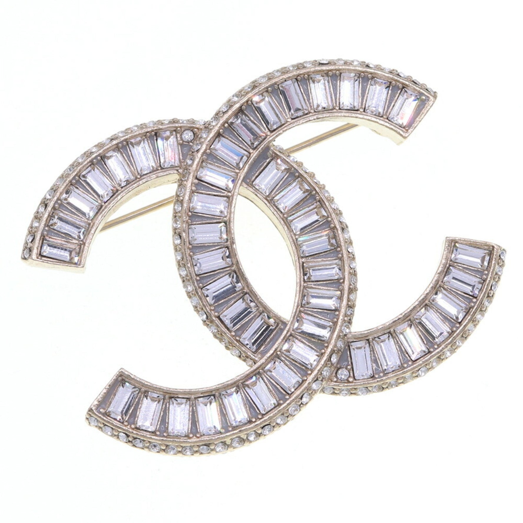 Chanel Coco Mark Brooch, Champagne Gold, Metal, Stone, 16V, 2016 Model, Women's, CHANEL