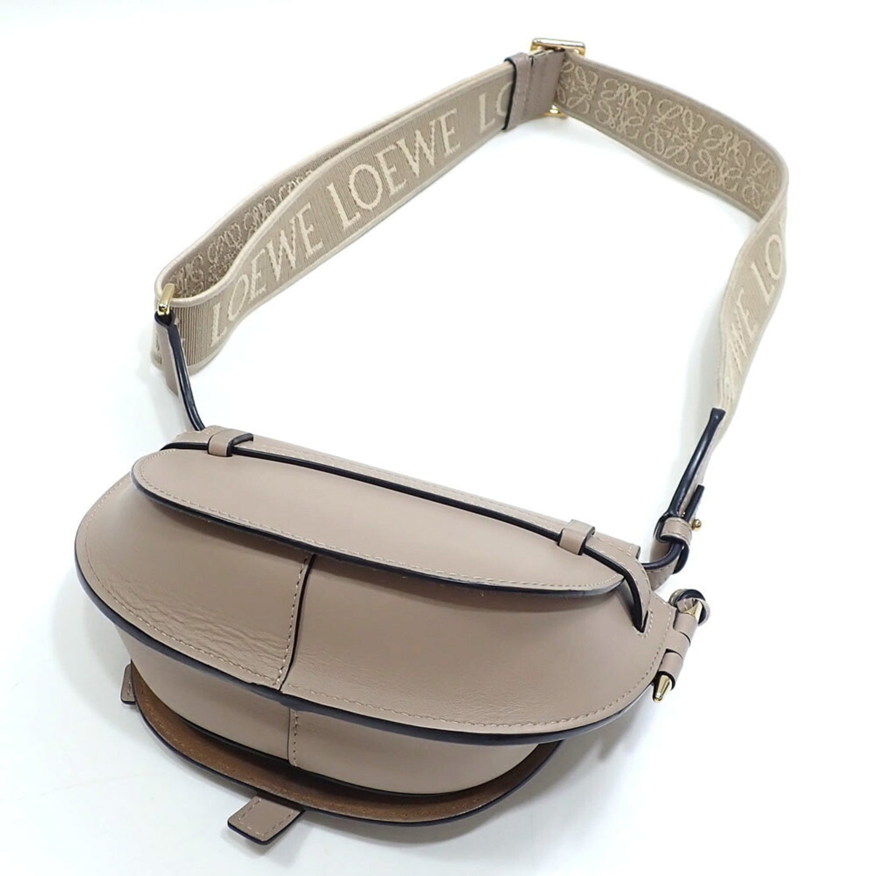 Loewe Gate Dual Mini Shoulder Bag, Sand Beige, Soft Calfskin Jacquard Leather