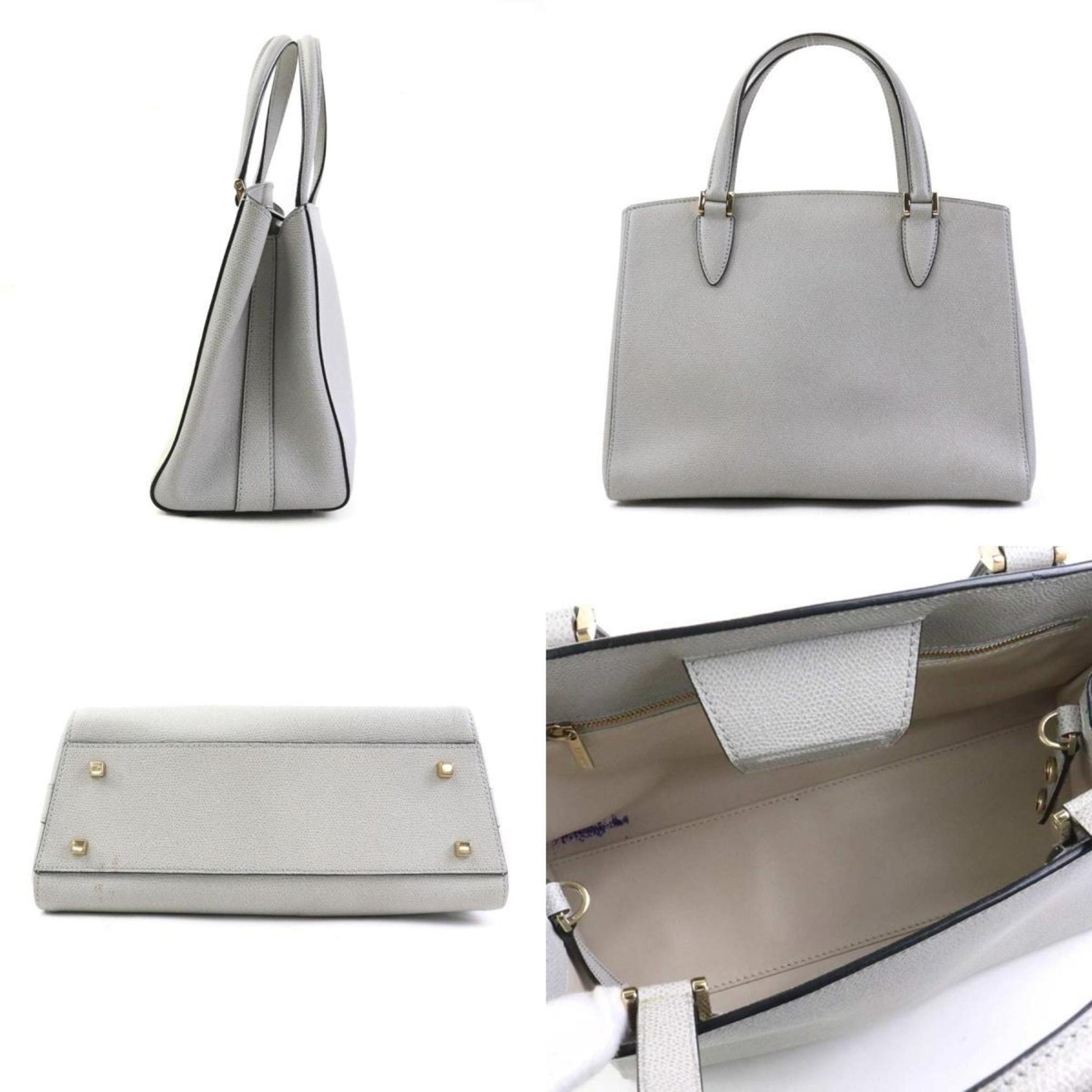 Valextra Handbag Shoulder Bag Triennale Leather Grey Women's 90055a