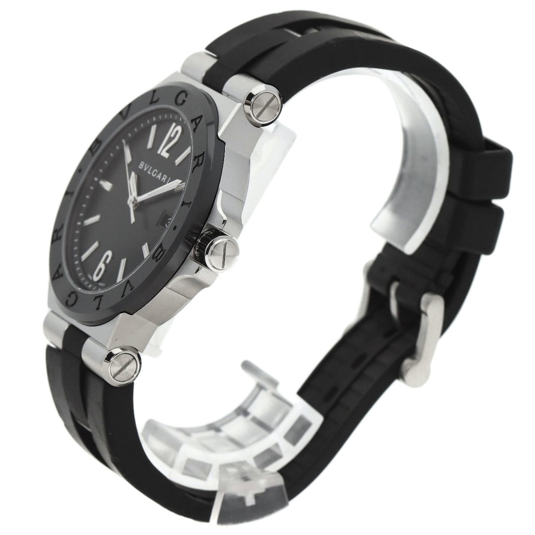 BVLGARI Diagono Date Ceramic Watch Stainless Steel Rubber