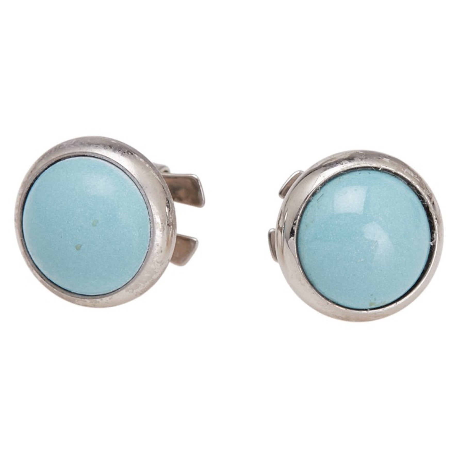 Hermes Eclipse Earrings in Silver and Light Blue Metal