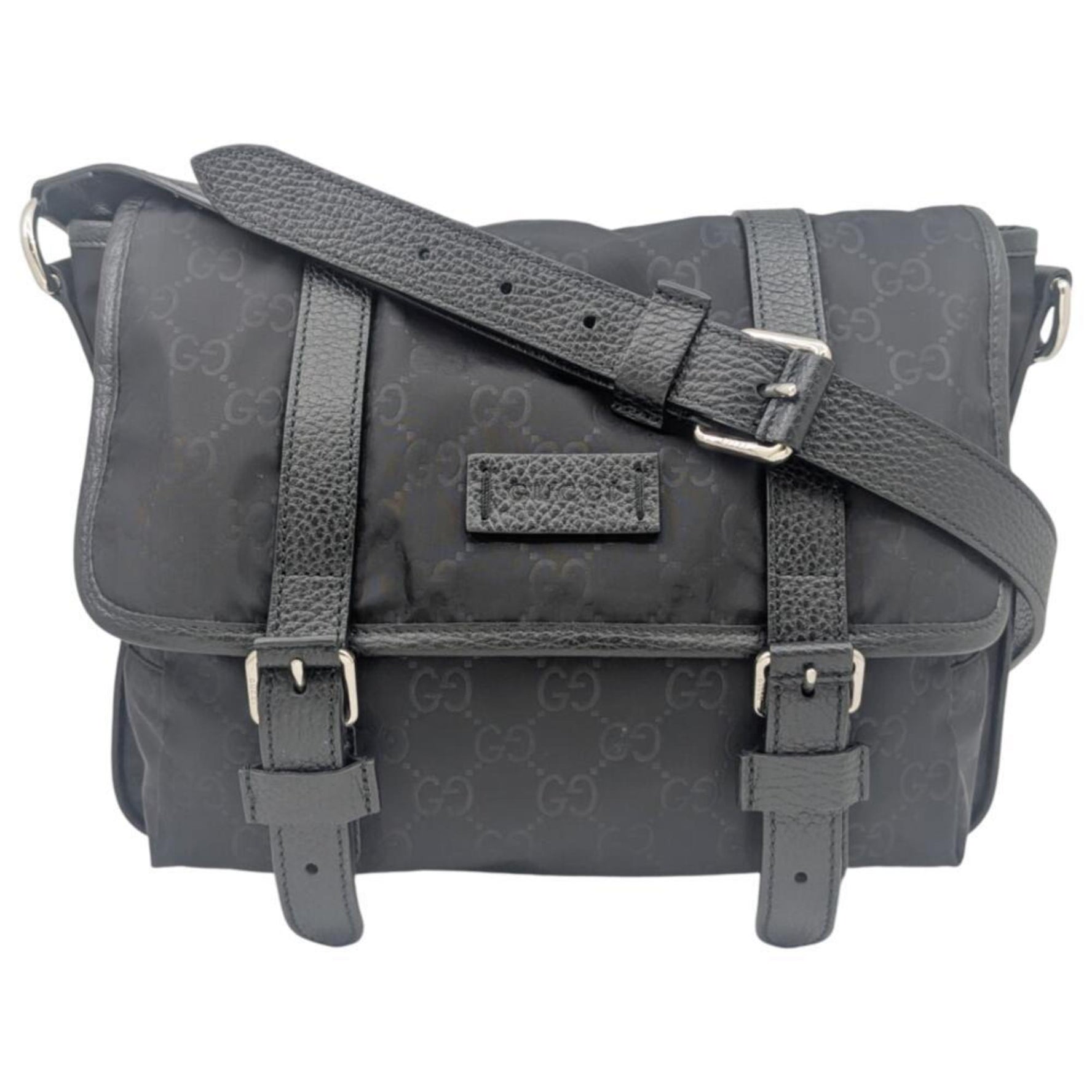 GUCCI GG pattern shoulder bag in nylon and leather, women.