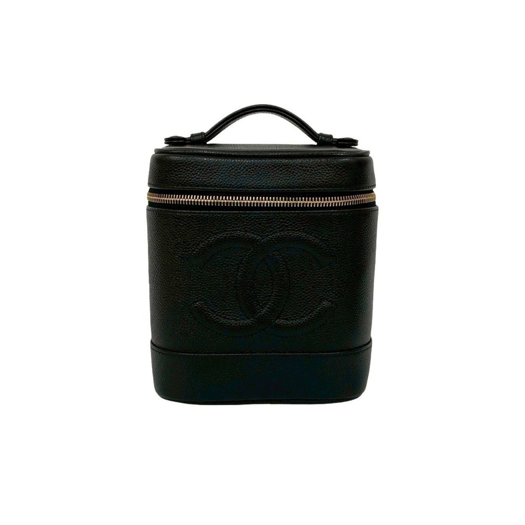 Unused, stored CHANEL Coco Mark caviar leather handbag vanity bag