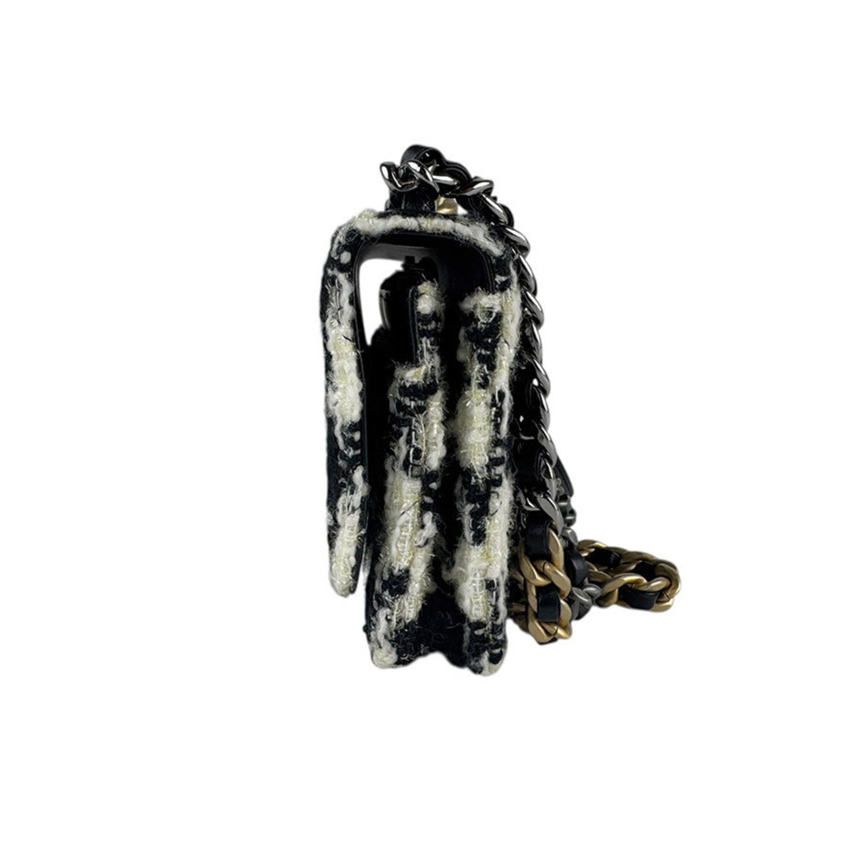 Chanel Chain Wallet, Tweed, White and Black