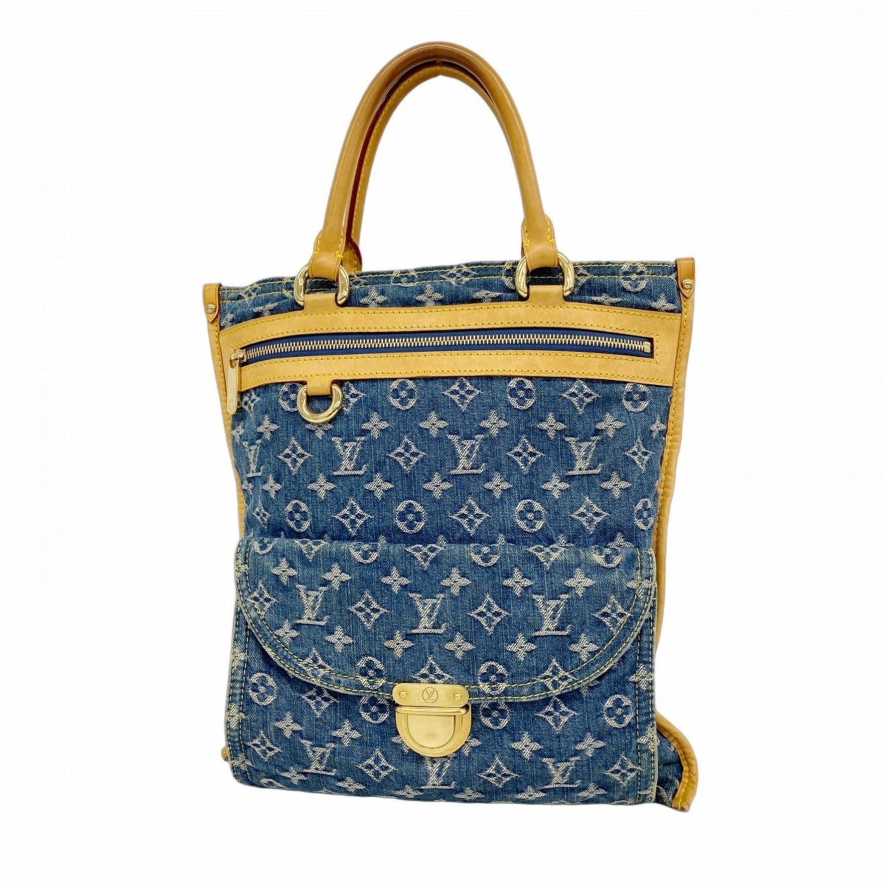 Louis Vuitton Monogram Denim Flat Shopper Tote Bag