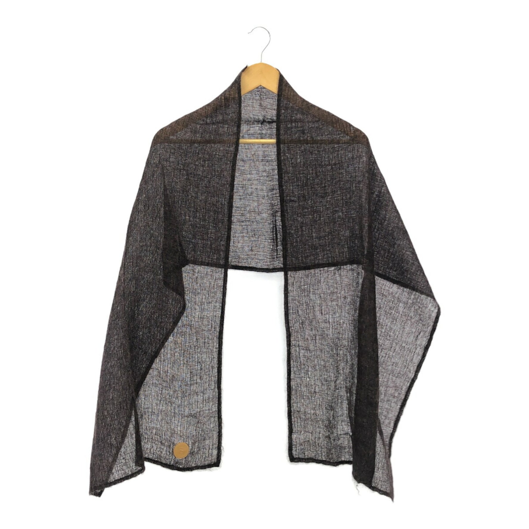 FENDI Lame Stole Scarf, Brown and Black, Mohair Polyester, Mikunigaoka Store