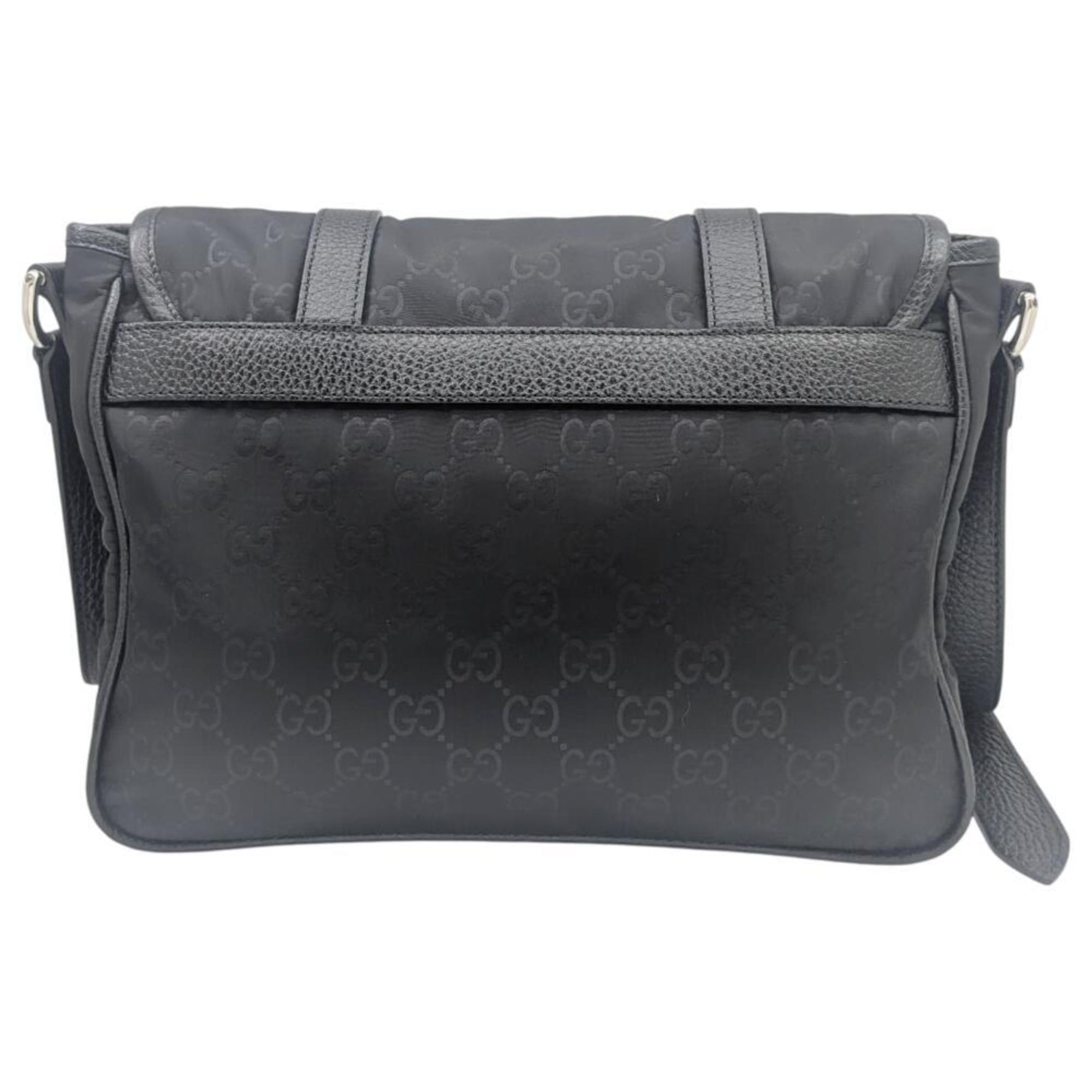 GUCCI GG pattern shoulder bag in nylon and leather, women.