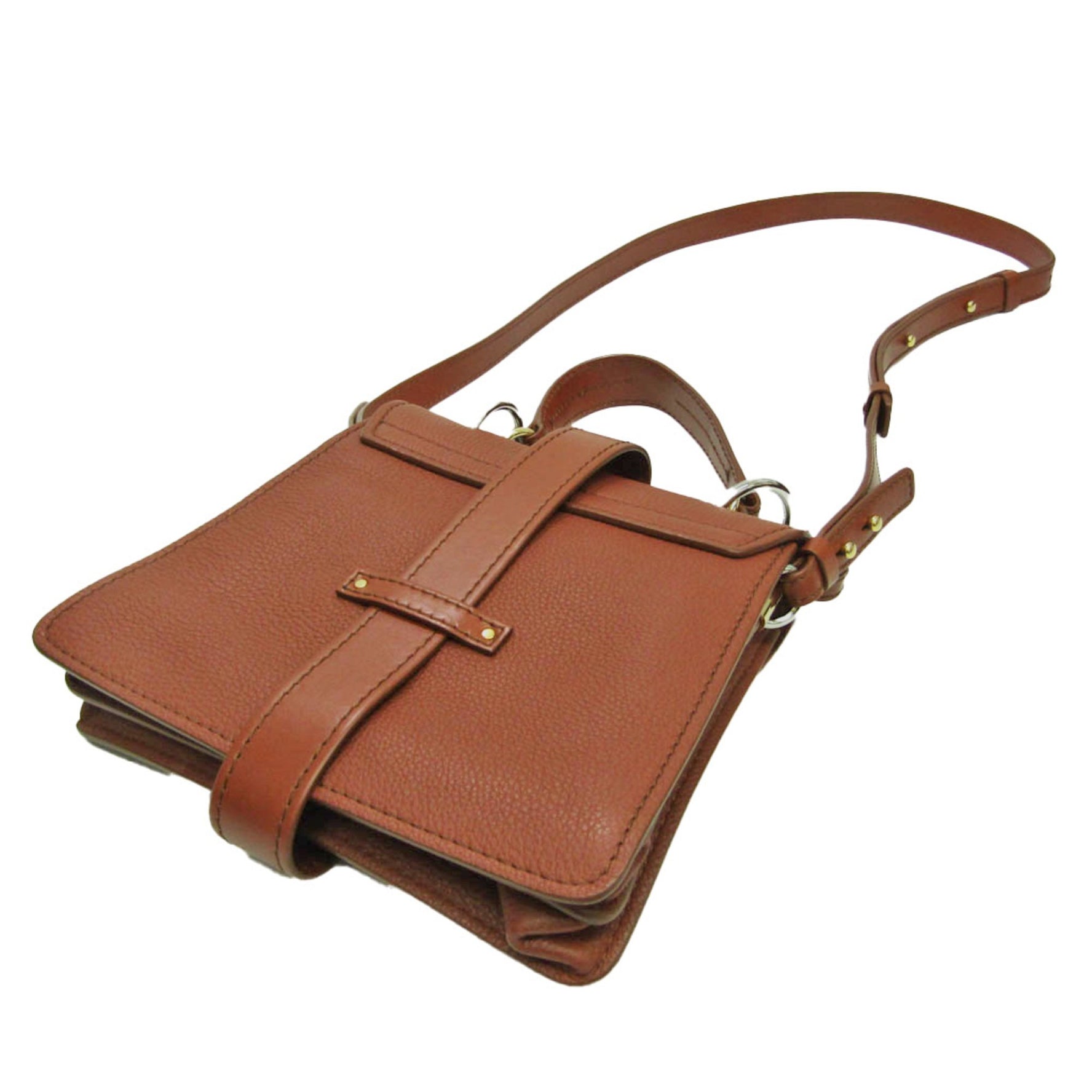 Chloé ABY Leather Shoulder Bag Red Brown