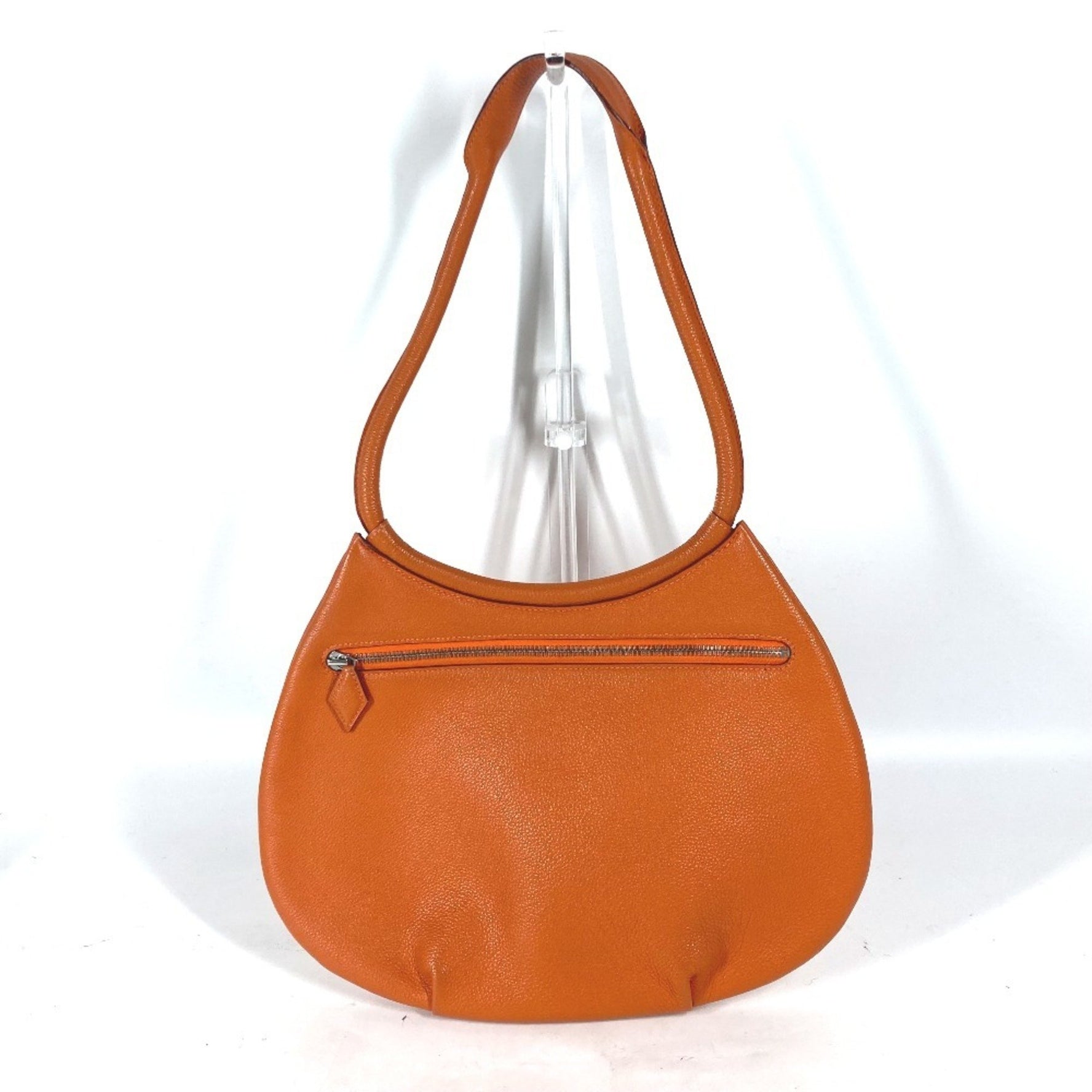 HERMES Kakawet Shoulder Bag Leather Women's Orange