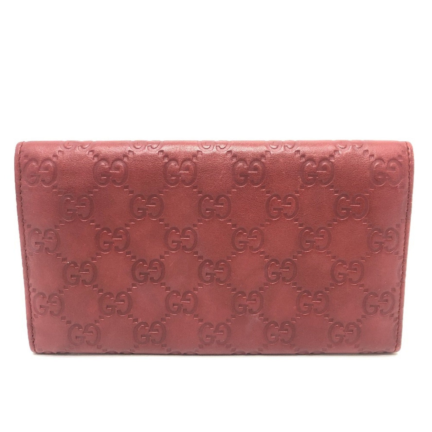 GUCCI GG Shima Line Wallet Flap Long Leather Red