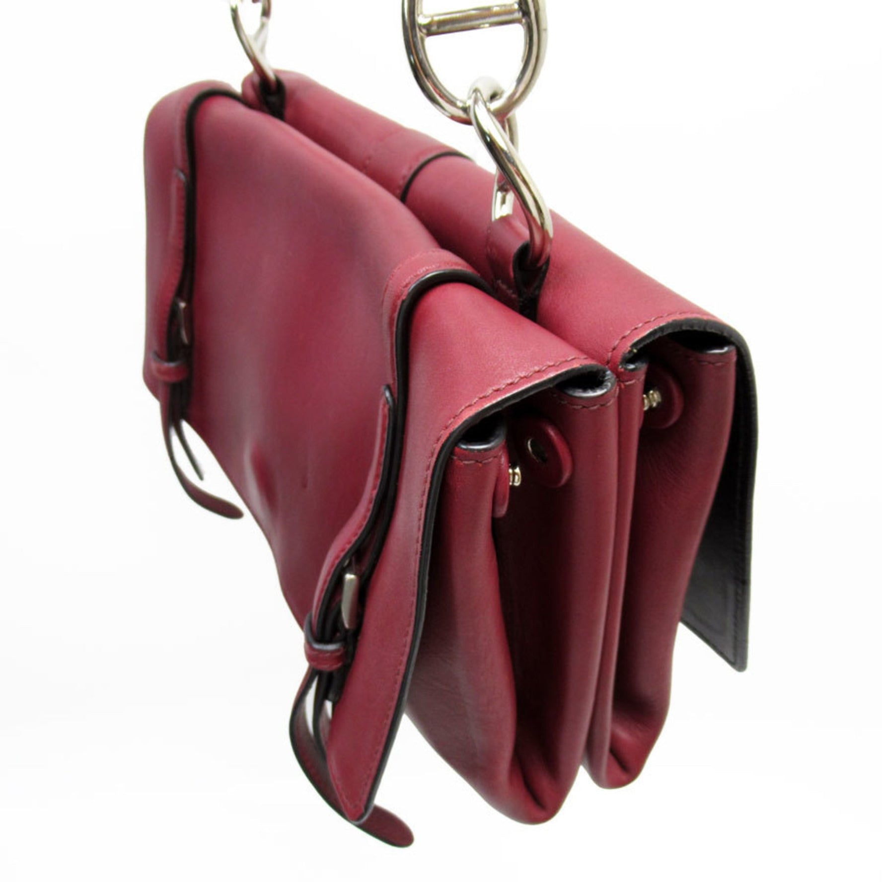 PRADA shoulder bag leather dark red women's t19500a