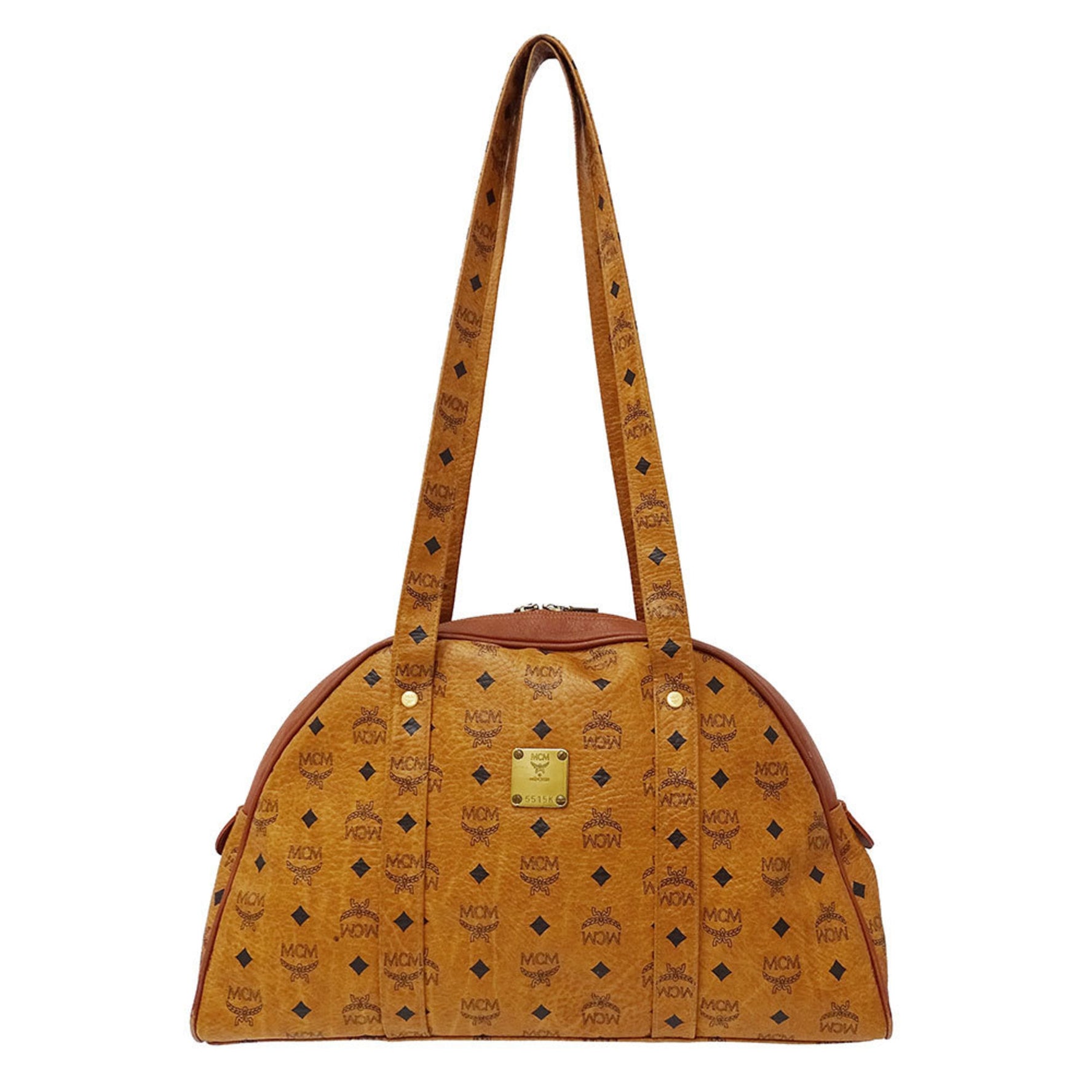 MCM Women's and Men's Shoulder Bag in Visetos Coated Canvas, Cognac Camel
