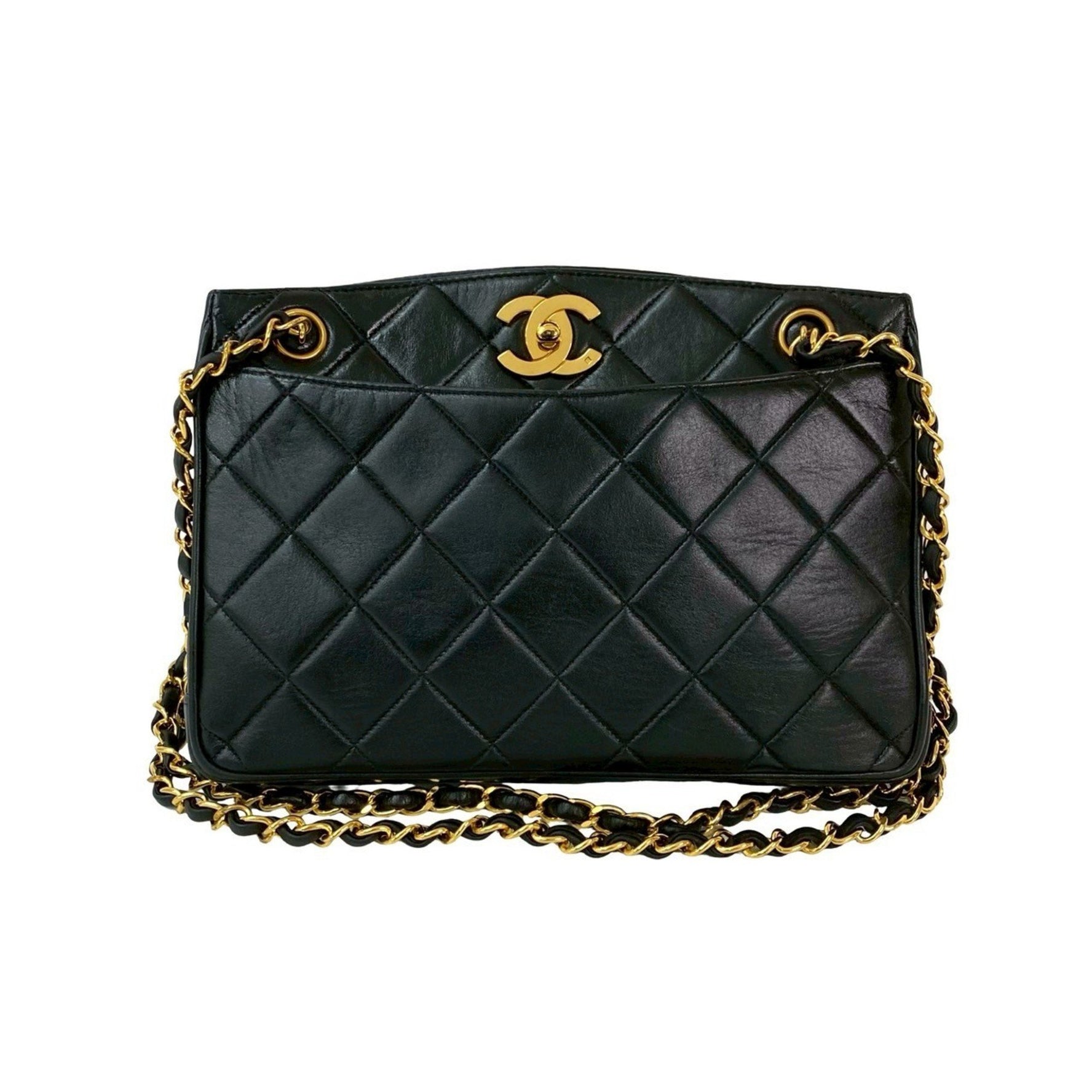 CHANEL Matelasse Coco Mark Lambskin Semi-Shoulder Bag Tote