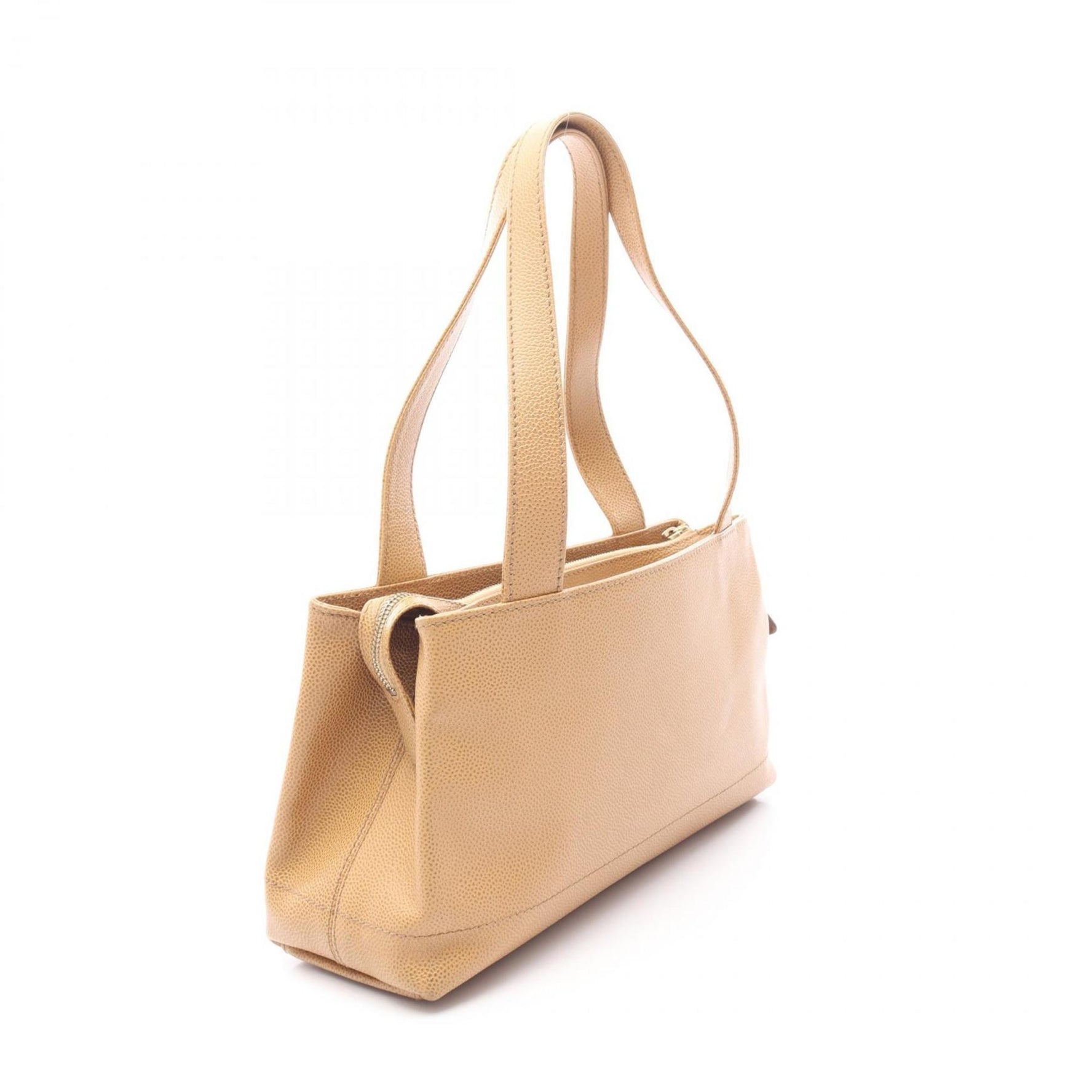 Chanel Coco Mark handbag in grained calfskin leather, beige.