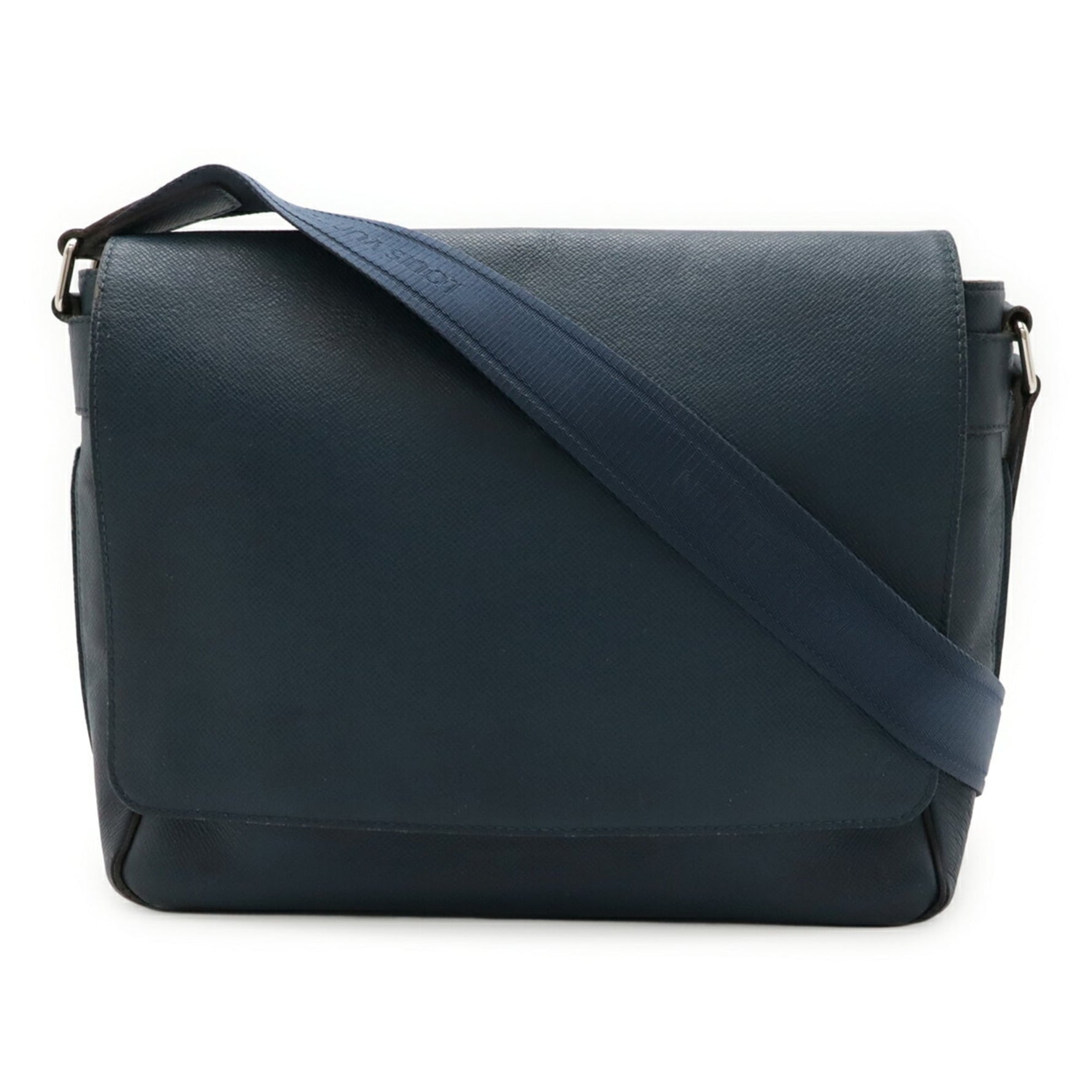 LOUIS VUITTON Taiga Roman MM Shoulder Bag, Leather, Blue