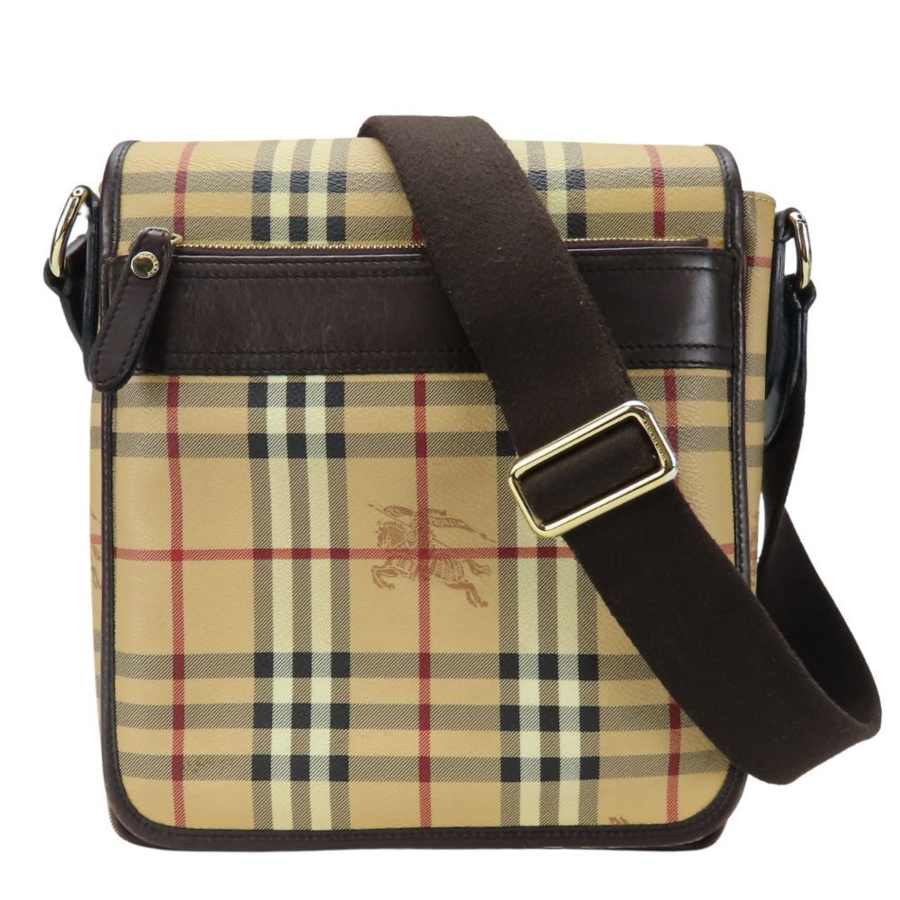 Burberry Shoulder Bag Leather Beige Brown Nova Check Women's BURBERRY