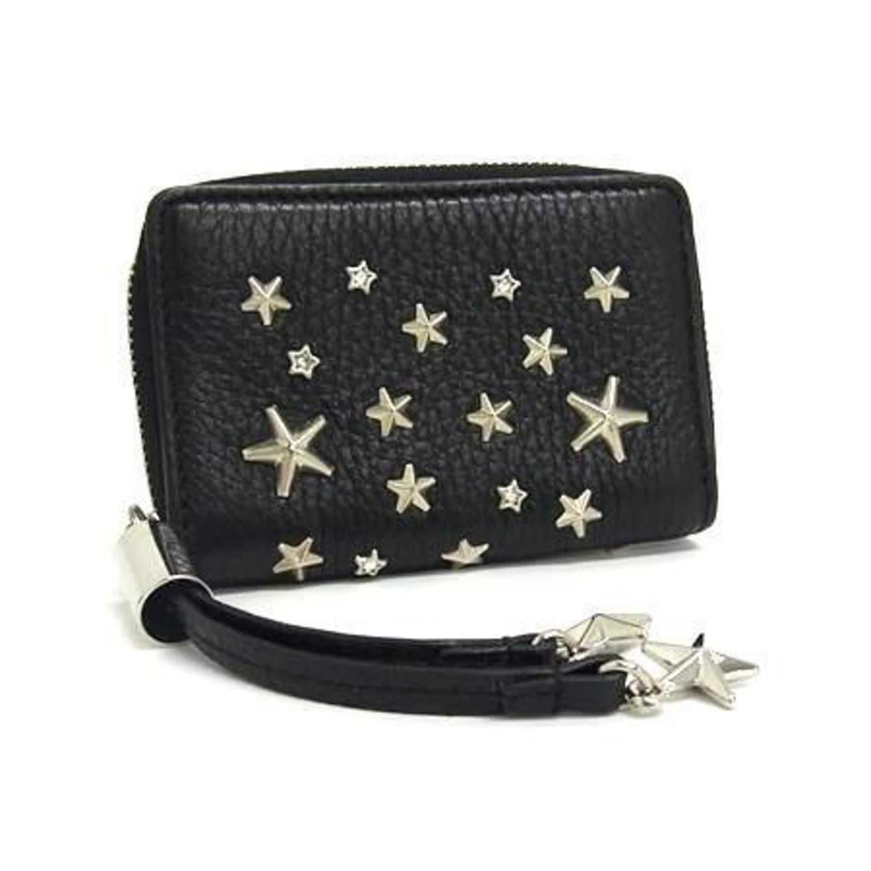 JIMMY CHOO Nelly Wallet/Coin Case in Leather with Round Star Studs
