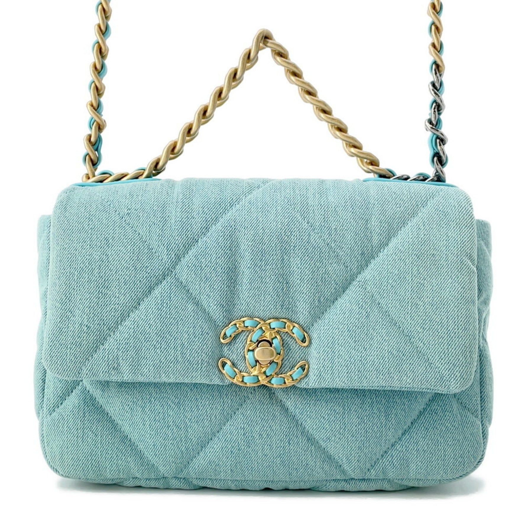 Chanel Chain Shoulder Bag 19 Flap Coco Mark Denim AS1160 CHANEL