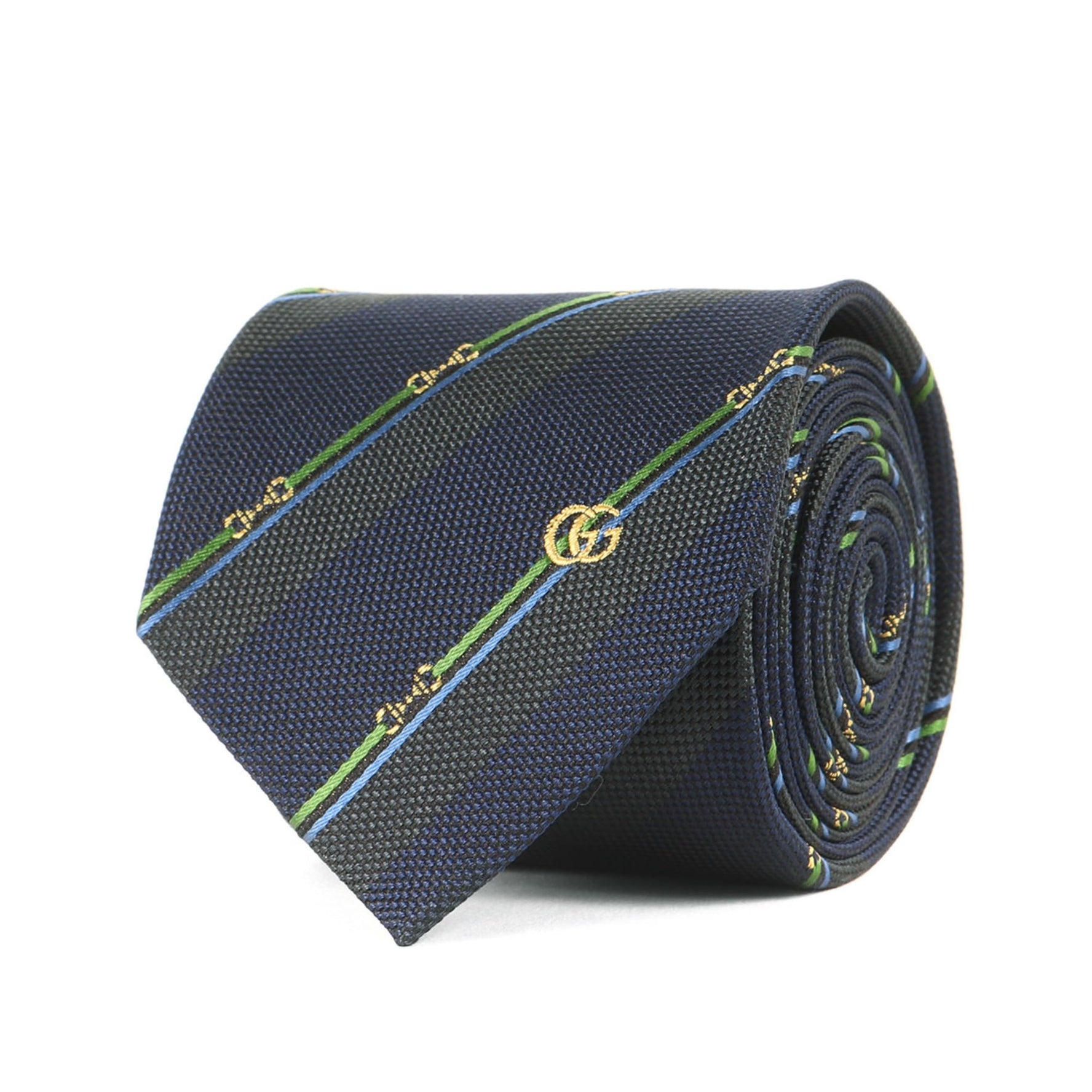 GUCCI Horsebit Silk Tie in Blue