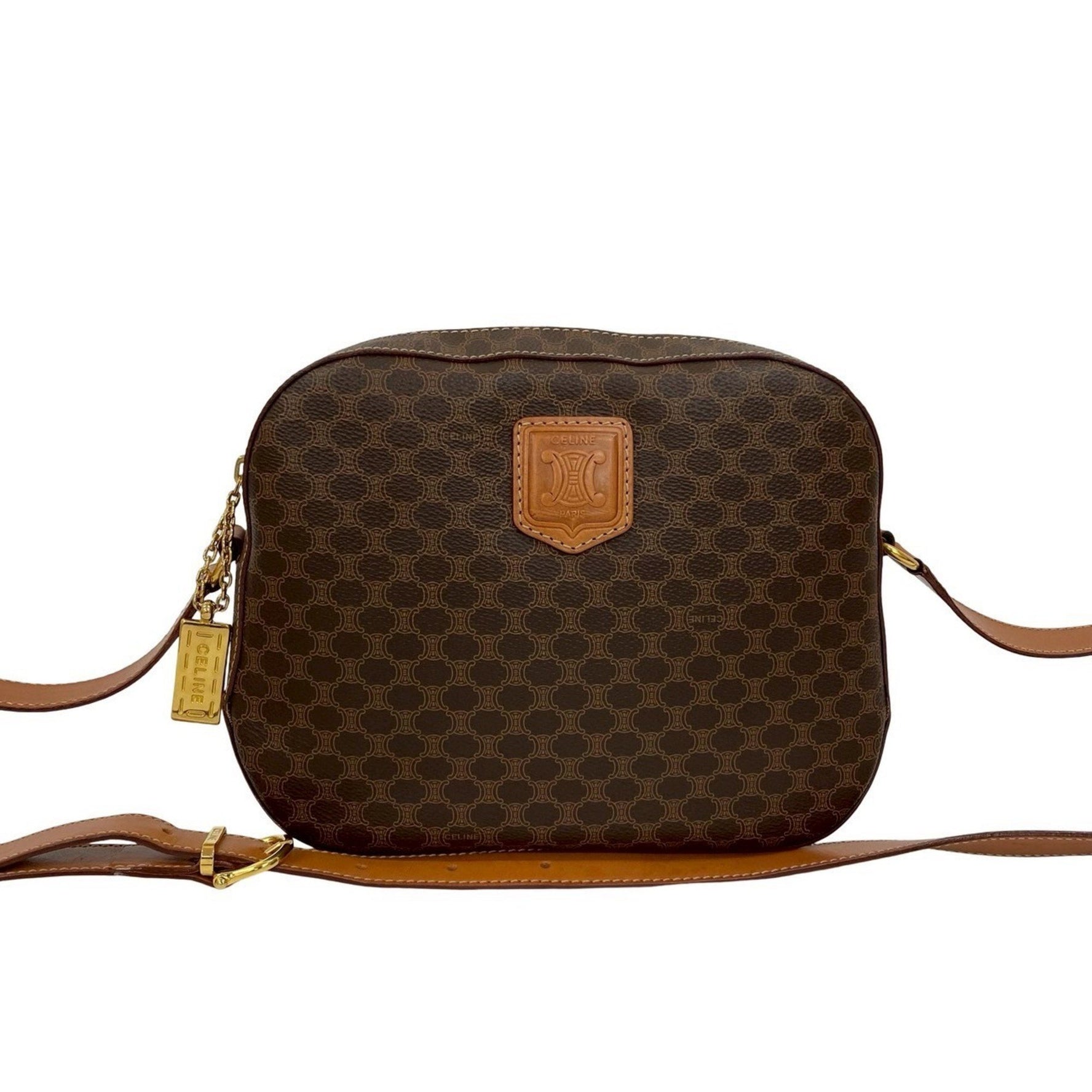 CELINE Macadam Blason Triomphe Leather Shoulder Bag/Pochette in