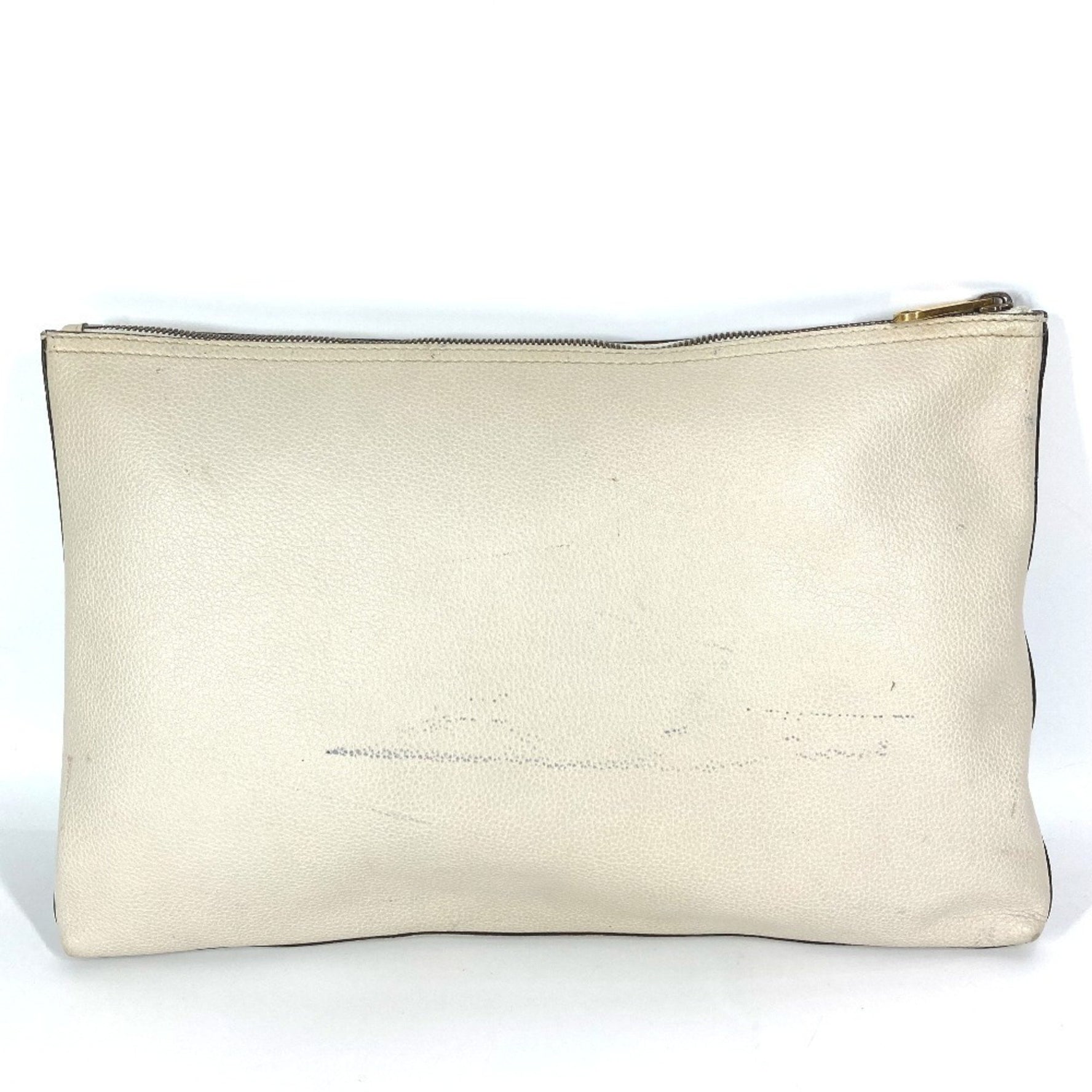 GUCCI Logo Pouch Clutch Bag Leather Unisex