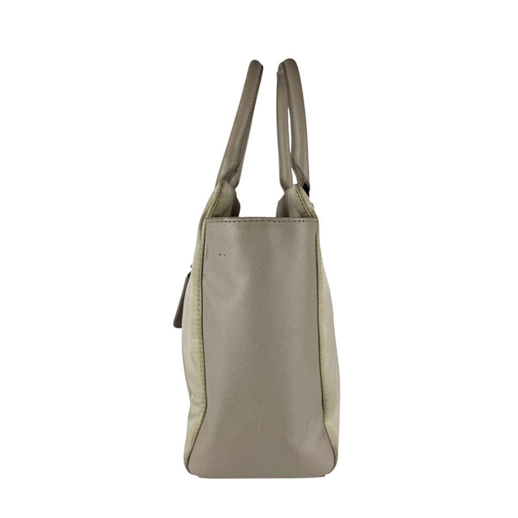 Prada handbag shoulder bag nylon leather light gray