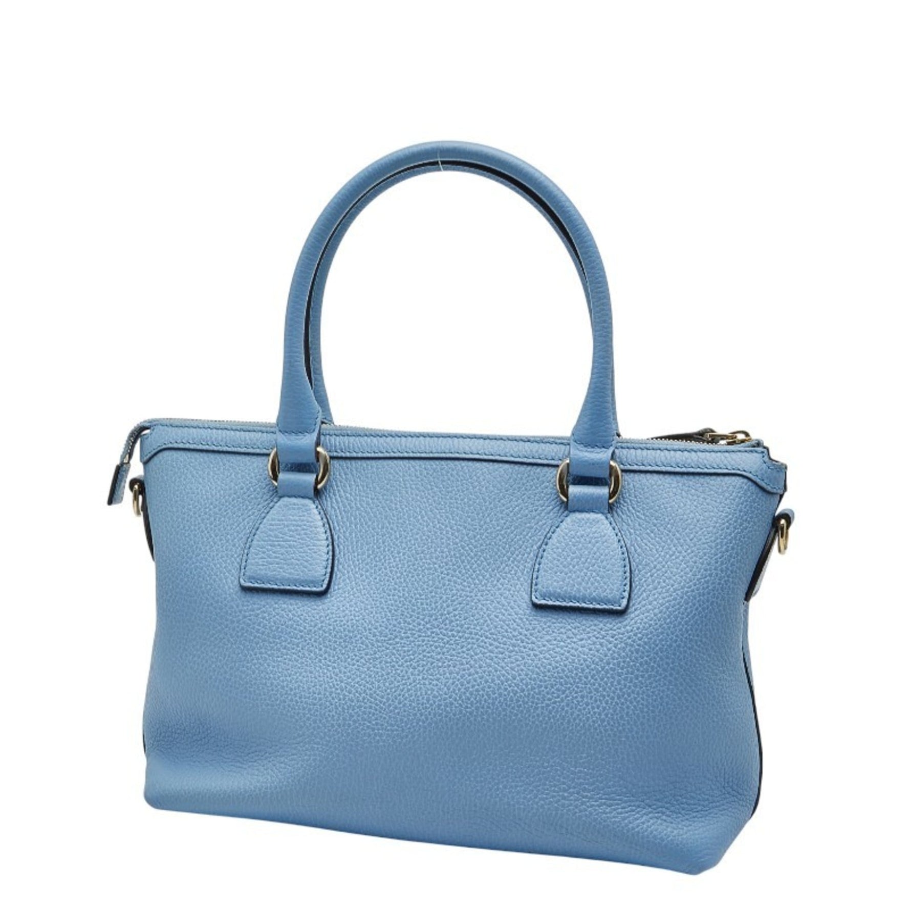 Gucci Interlocking G Handbag/Shoulder Bag Light Blue Leather