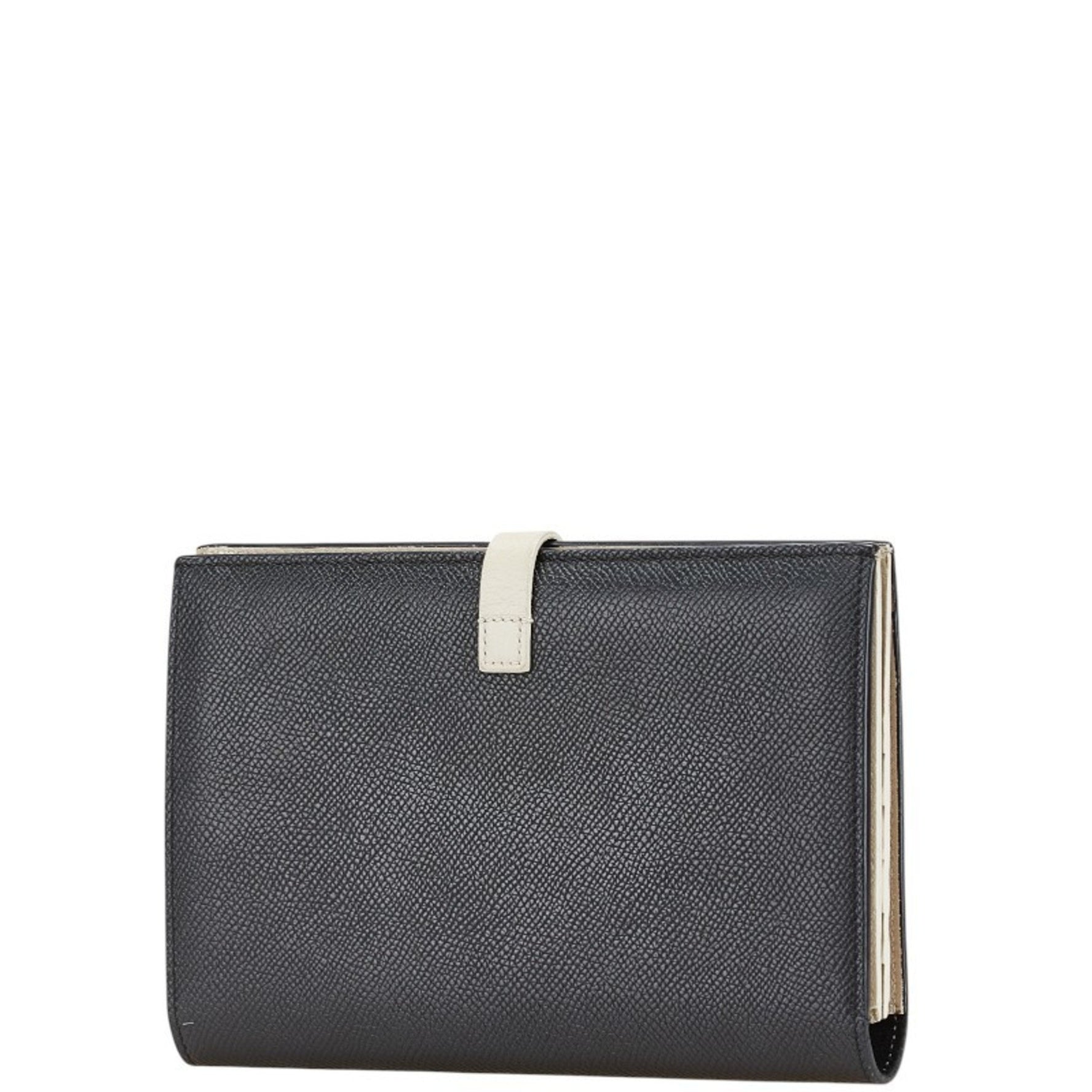 Celine Large Strap Wallet, Two-Tone Long Black and Gray Leather