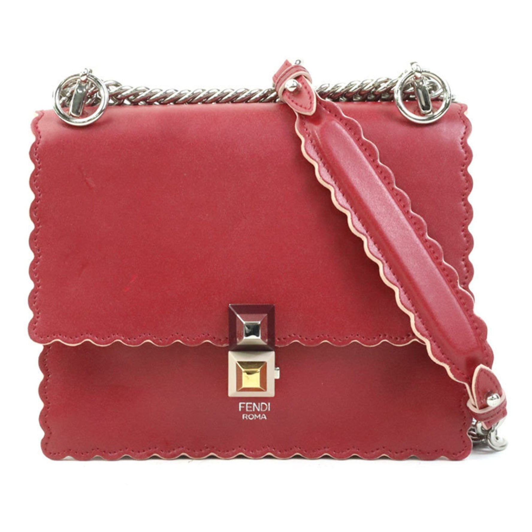 Fendi Canai Mini Shoulder Bag in Red Leather, OZC