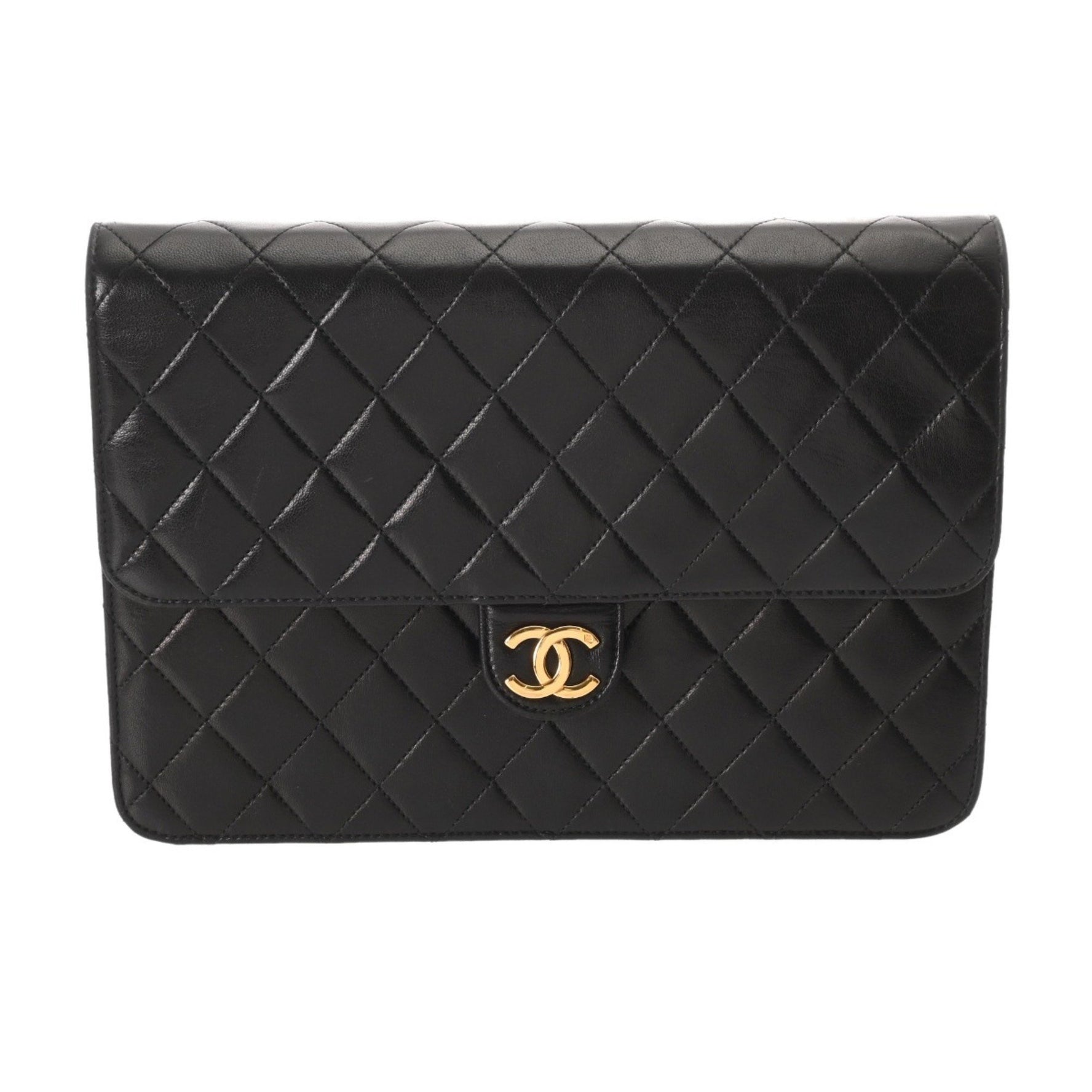 CHANEL Push Lock Lambskin Shoulder Bag