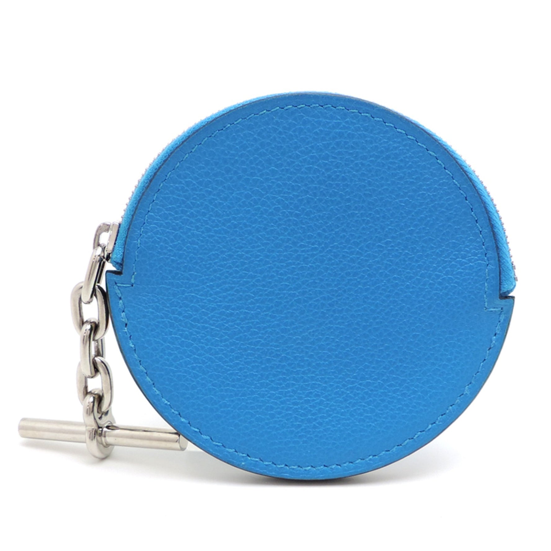 Hermes Hermès Chevre Coin Case, Blue, 2021, Silver Hardware with Z Stamp, Women's/Men's