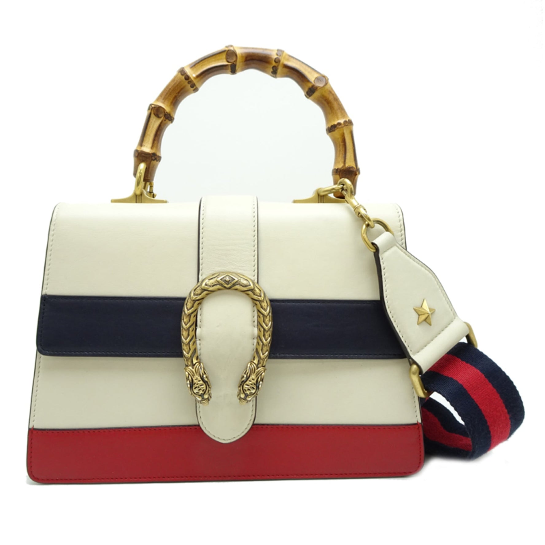 Gucci Bamboo Dionysus Medium Handbag in White Leather
