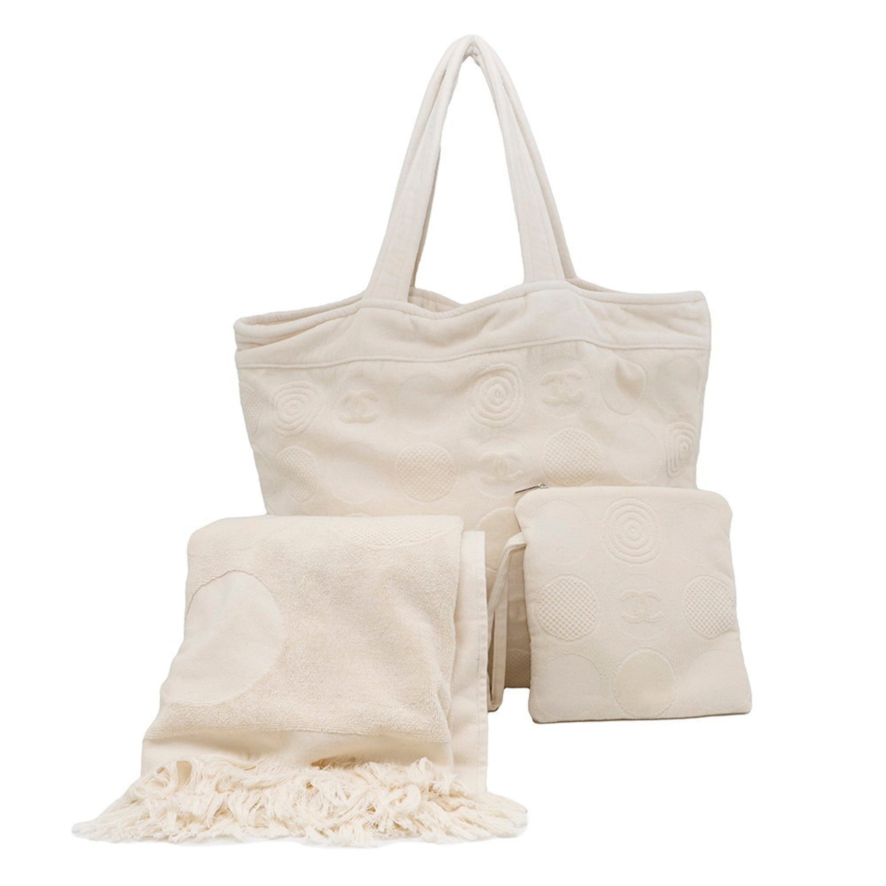 Chanel Coco Mark Cotton Tote Bag and Beach Set with CHANEL Pouch Towel