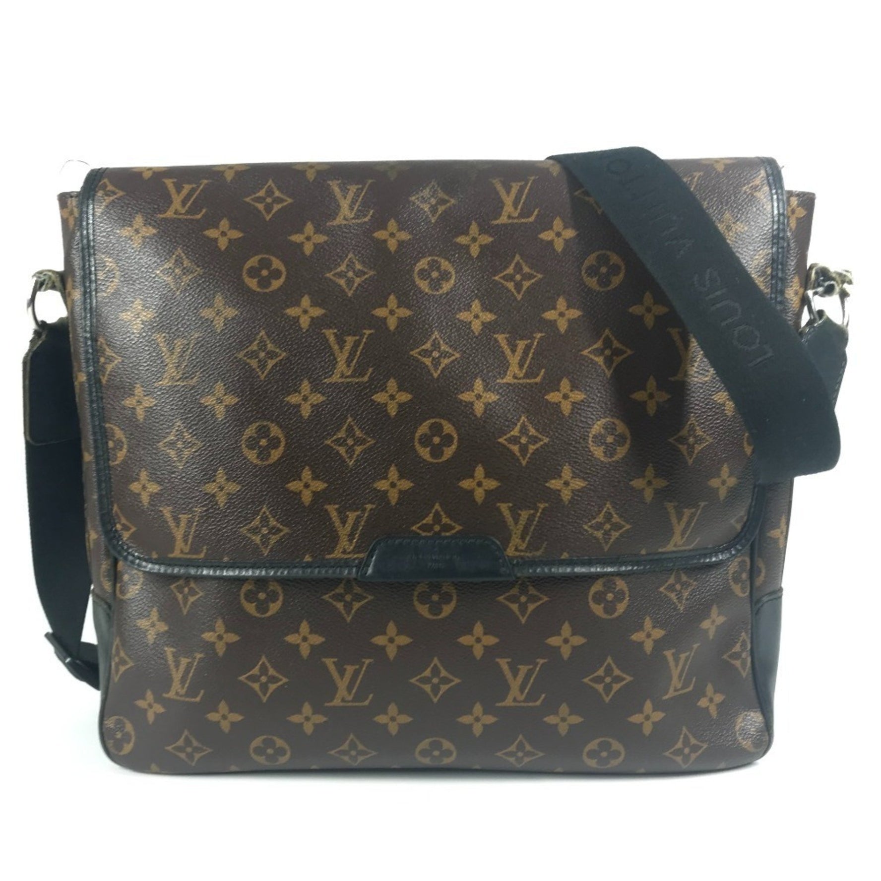 LOUIS VUITTON Monogram Macassar Bus GM Bag, Flap Crossbody Shoulder Bag in Canvas, Brown