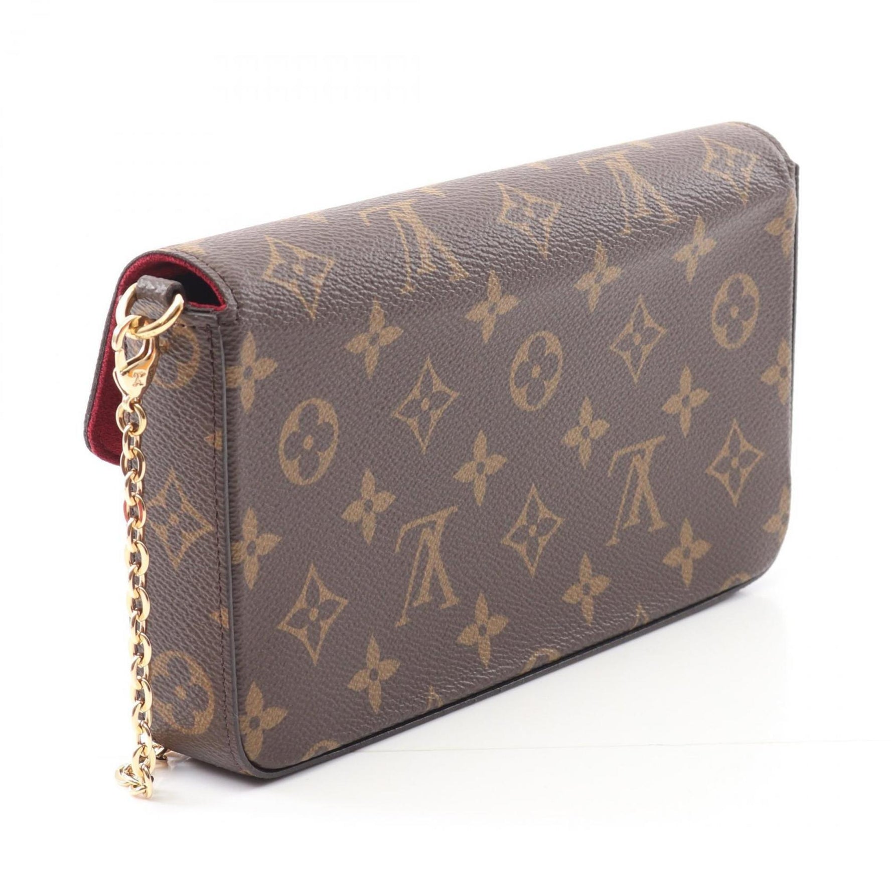 Louis Vuitton Pochette Felicie Shoulder Bag in Coated Canvas with Monogram Design, Brown