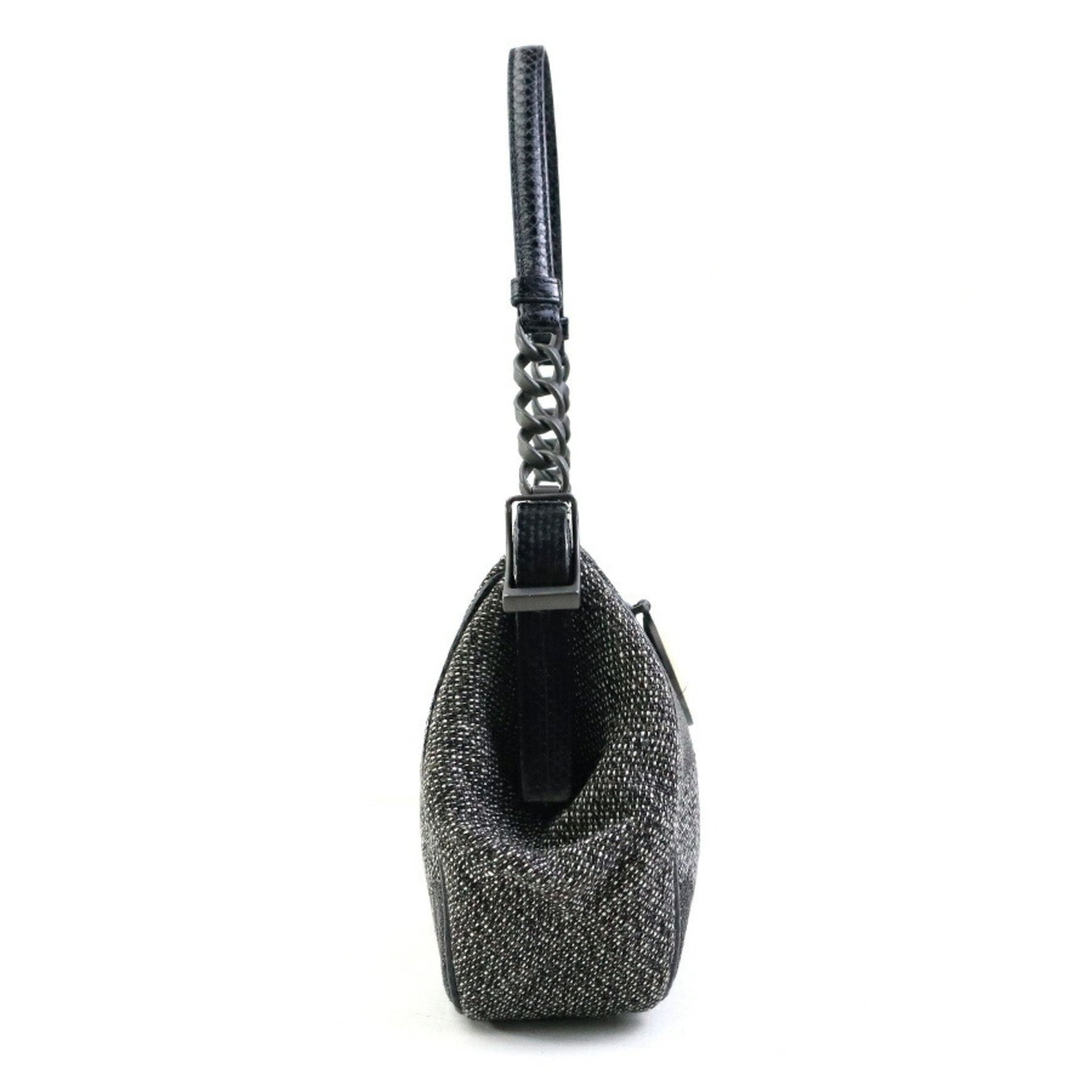 BOTTEGA VENETA Handbag Canvas Grey Black