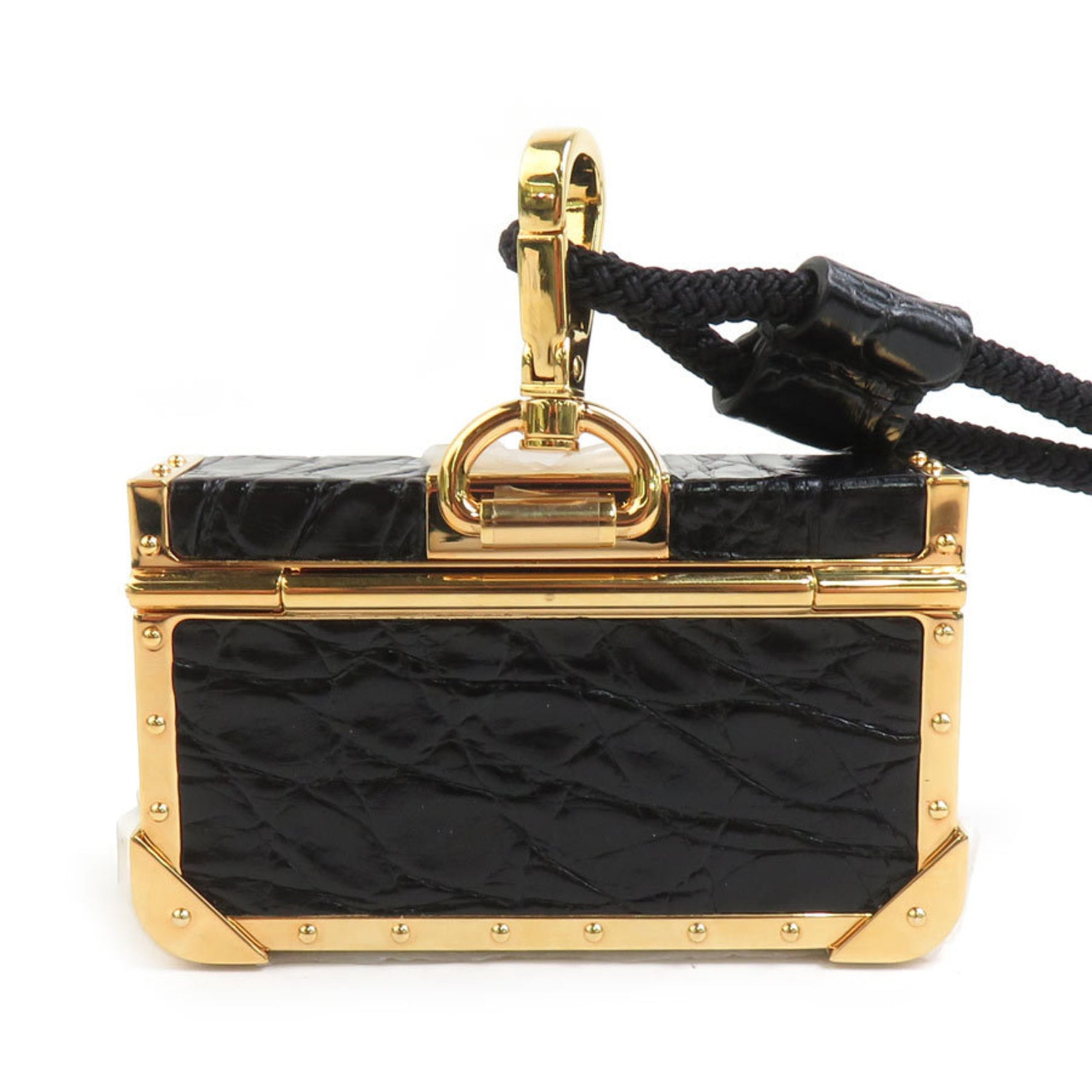 FENDI Tech Ledger Nano X Baguette Wallet Holder Metal Leather Black x Gold Men Women
