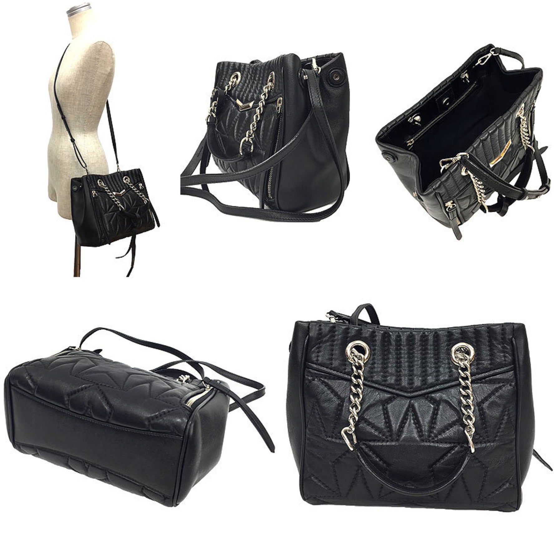 JIMMY CHOO Jimmy Choo Shoulder Bag Helia Chain Tote Black Star Stitch Women's