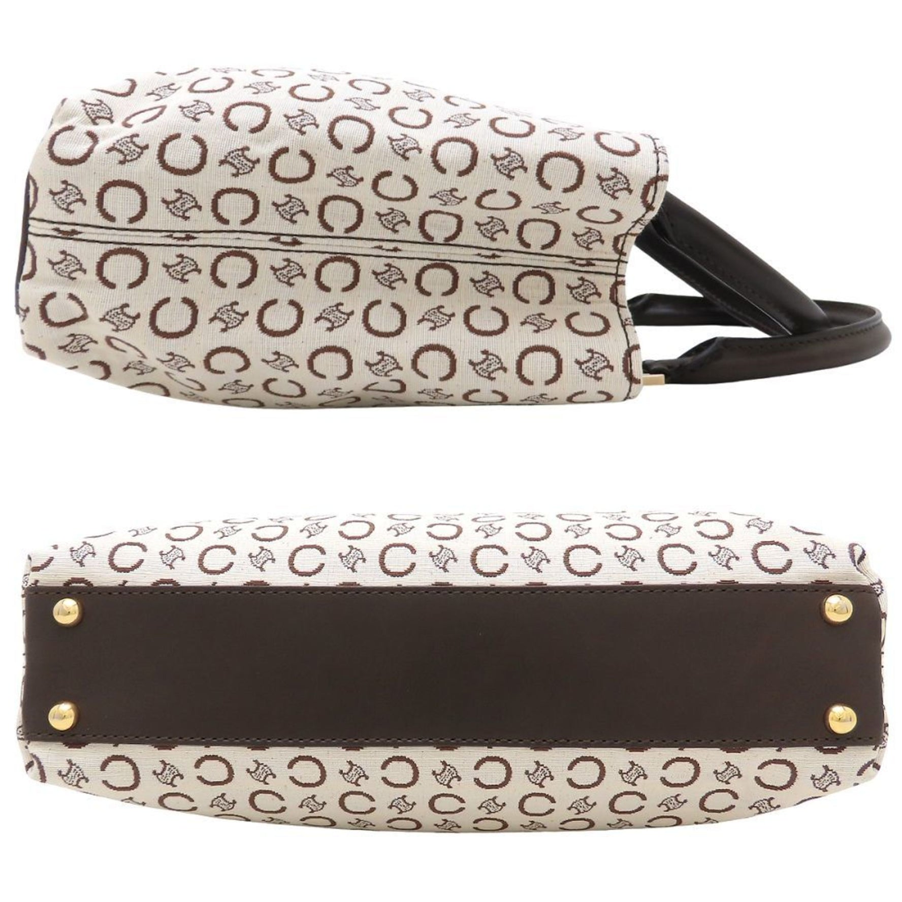 CELINE C Macadam Handbag in Canvas and Leather, Ivory Brown