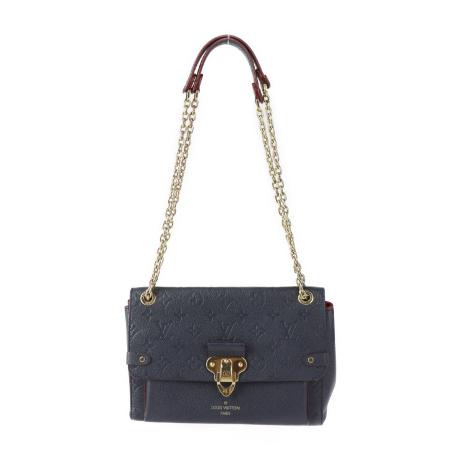 Louis Vuitton Vavin PM Monogram Empreinte Shoulder Bag Leather Marine Rouge Flap Chain Navy