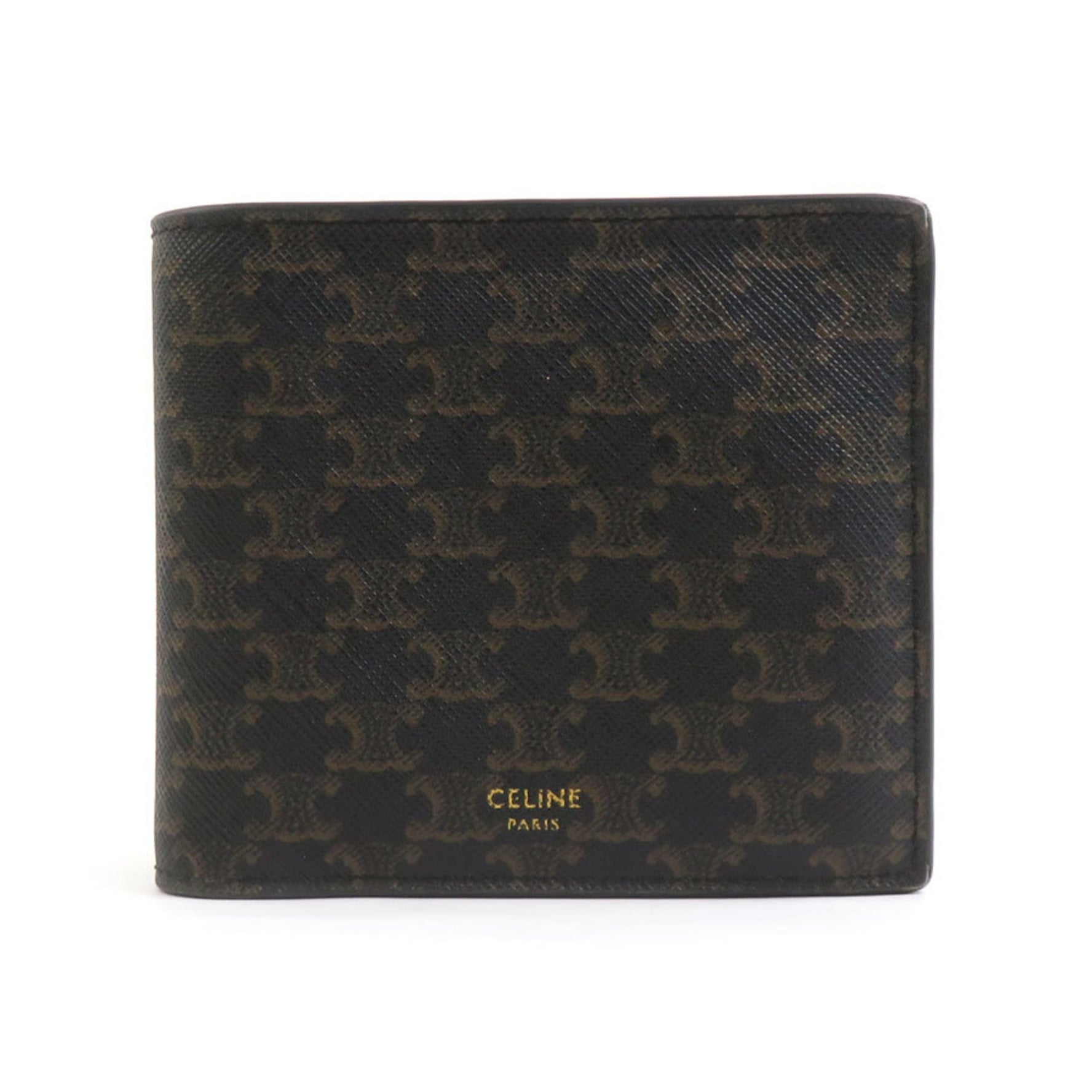 Celine Triomphe Bifold Wallet in Coated Canvas, Black, for Men and Women, H31435G