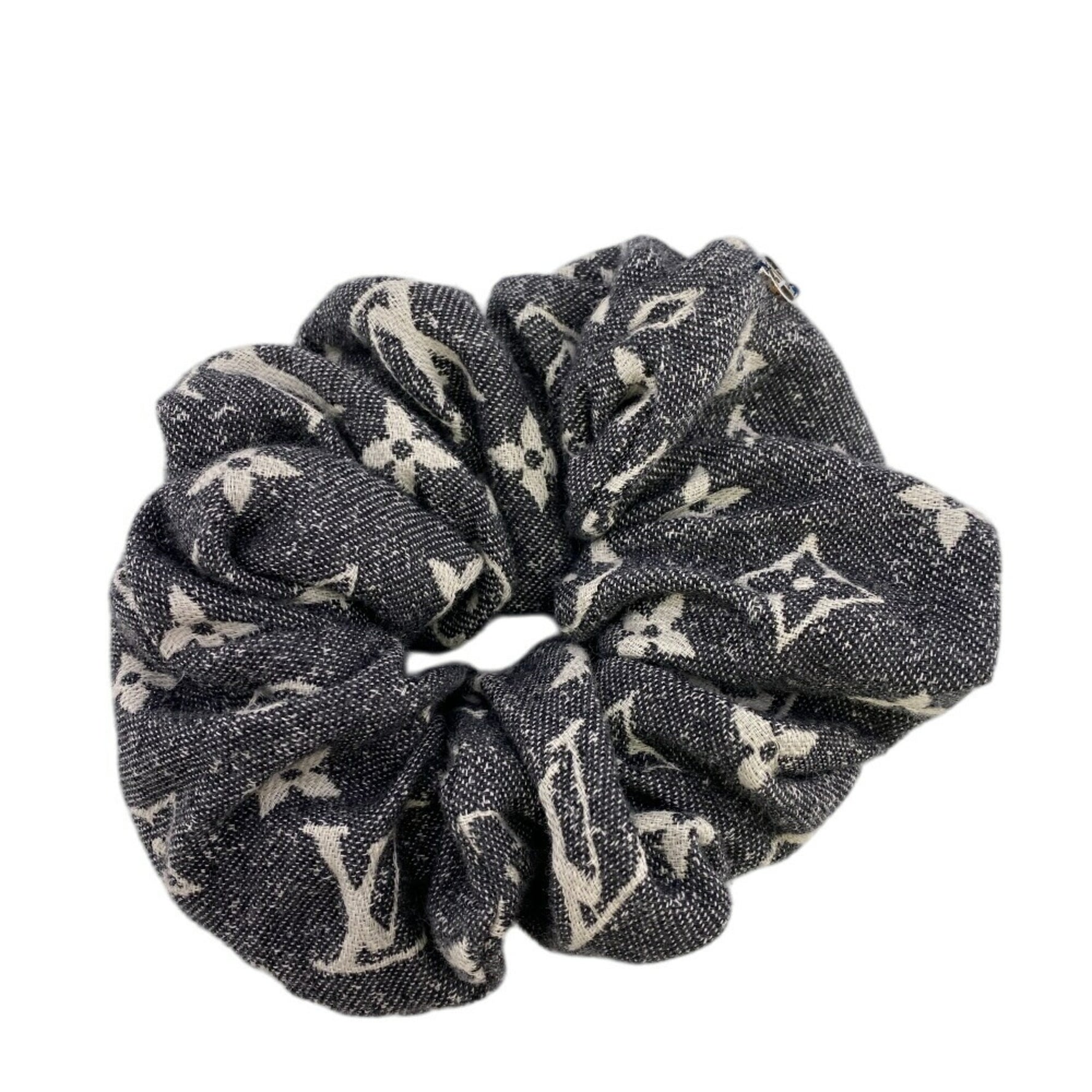 LOUIS VUITTON M78226 Scrunchie Monogram Jacquard Denim Hair Bag, Gray, Women's