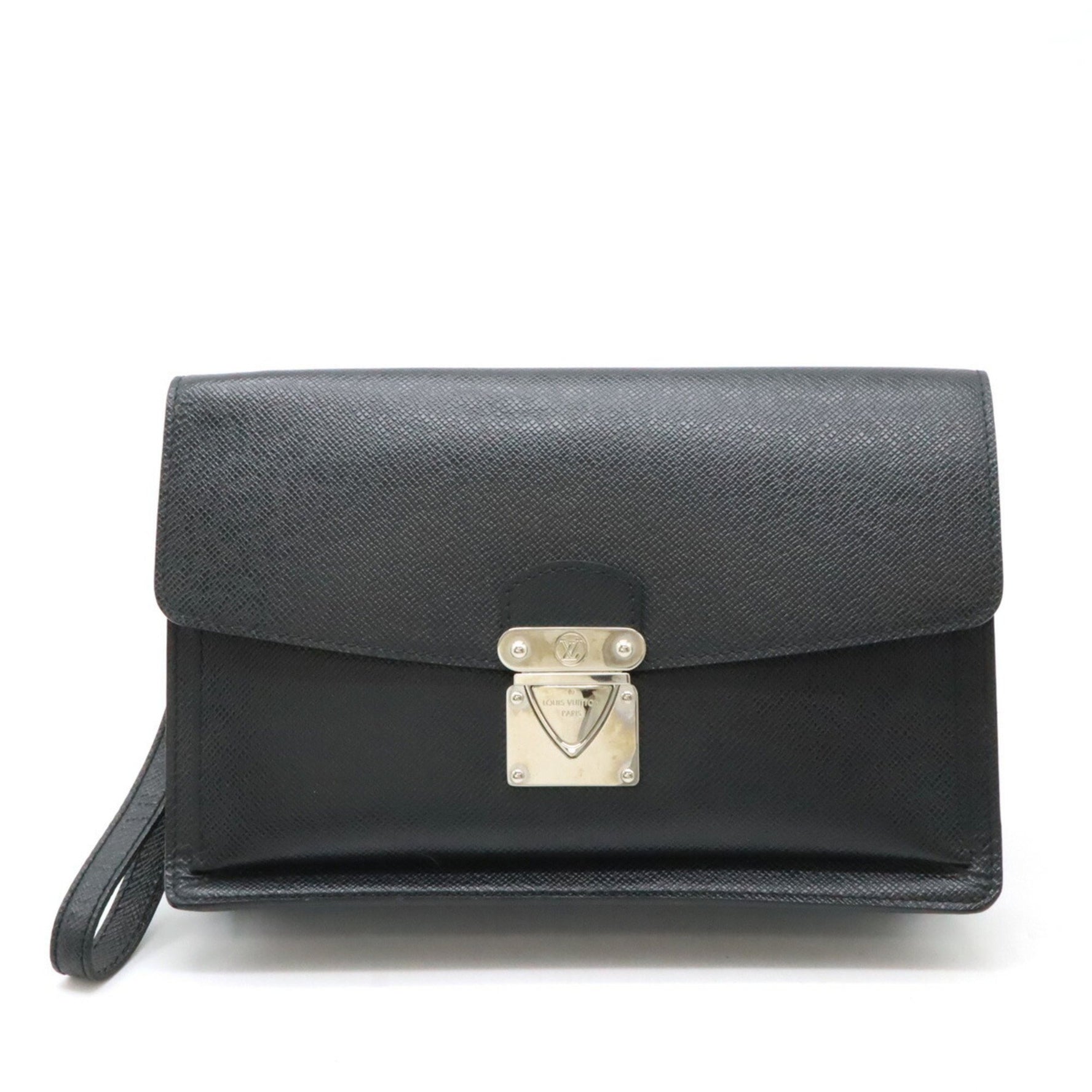 LOUIS VUITTON Louis Vuitton Taiga Belaia Second Bag Clutch Ardoise Black M32592