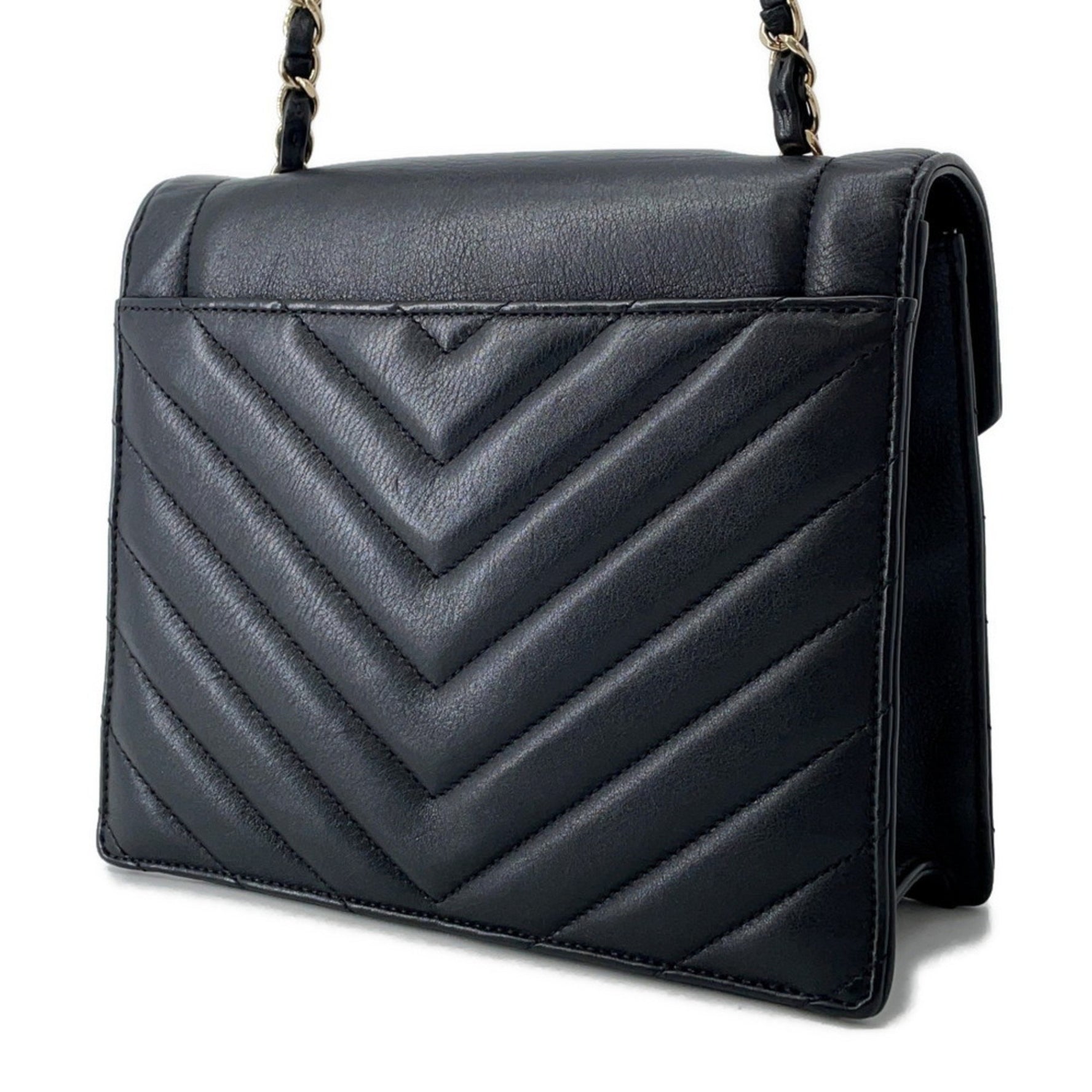 Chanel Chain Shoulder Bag, V-Stitch Chevron Lambskin
