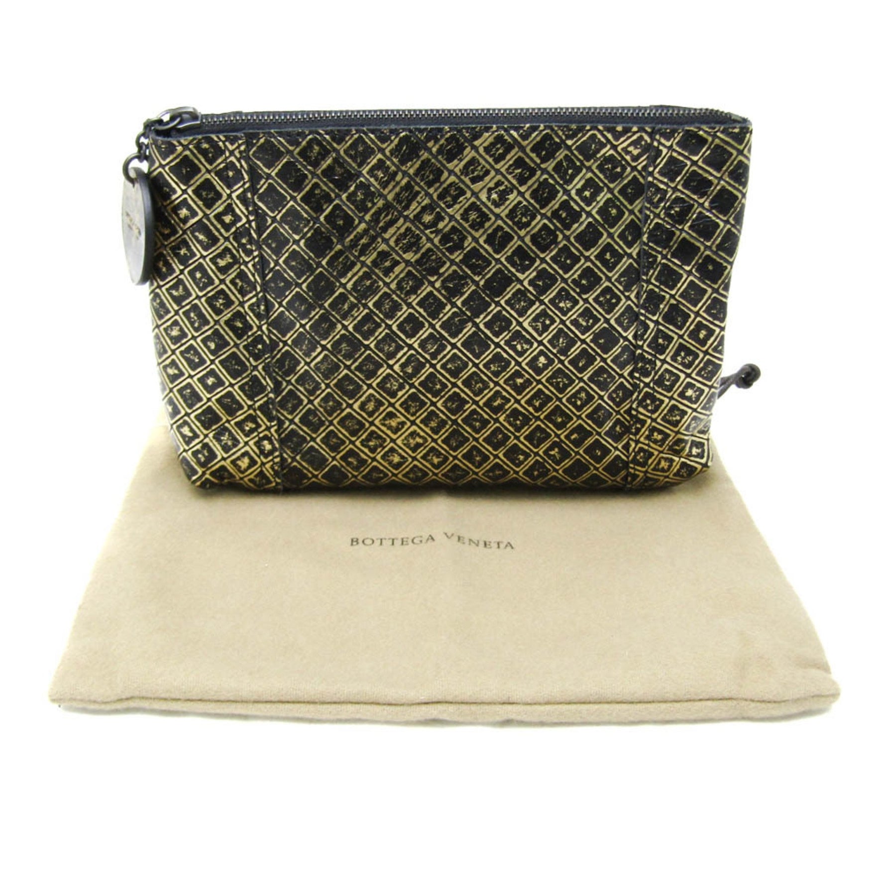 Bottega Veneta Intrecciomirage Butterfly Leather Pouch Black,Gold